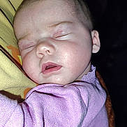 Ellamay joined the competition — help win amazing prizes! baby, blanket, child, closeup, cozy, cute, face, head, indoors, infant, newborn, peaceful, person, pillow, portrait, purple_clothing, resting, skin, sleeping, soft_lighting