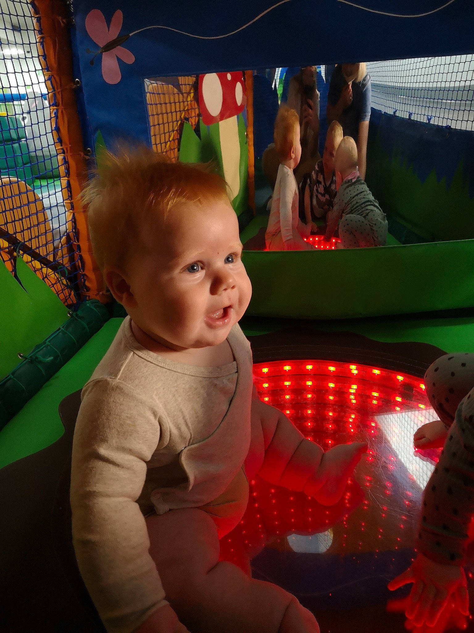 Bertie joined the competition — help win amazing prizes! baby, chair, child, comfort, couch, event, flooring, fun, games, green, inflatable, lap, leisure, organ, person, play, recreation, room, smile, toddler