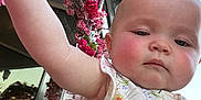 Berklee is registered to the contest to win money with this photo: arm, baby, building, child, curious, cute, daylight, face, floral_dress, flower, nature, outdoor, person, pink_flower, plant, reflection, roses, skin, sky, window