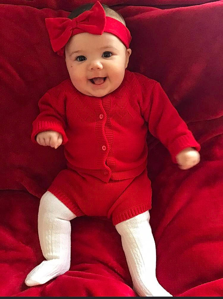 Eva joined the competition — help win amazing prizes! arm, baby, baby_toddler_clothing, cap, child, eye, glasses, happy, hat, headwear, human_body, knee, lap, magenta, person, pink, red, sleeve, smile, t_shirt