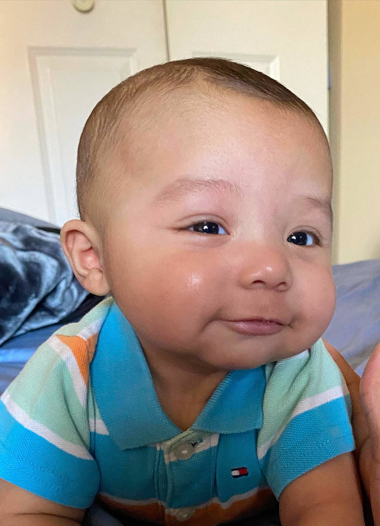 Trenten joined the competition — help win amazing prizes! baby, baby_toddler_clothing, cheek, chin, comfort, ear, eyebrow, eyelash, finger, forehead, gesture, happy, iris, lip, mouth, neck, nose, person, skin, sleeve