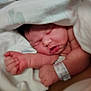 newborn, baby, sleeping, blanket, hospital, wristband, infant, skin, face, hand, peaceful, cute, rest, soft, closeup, child, wrapped, lying, portrait, newborn_baby