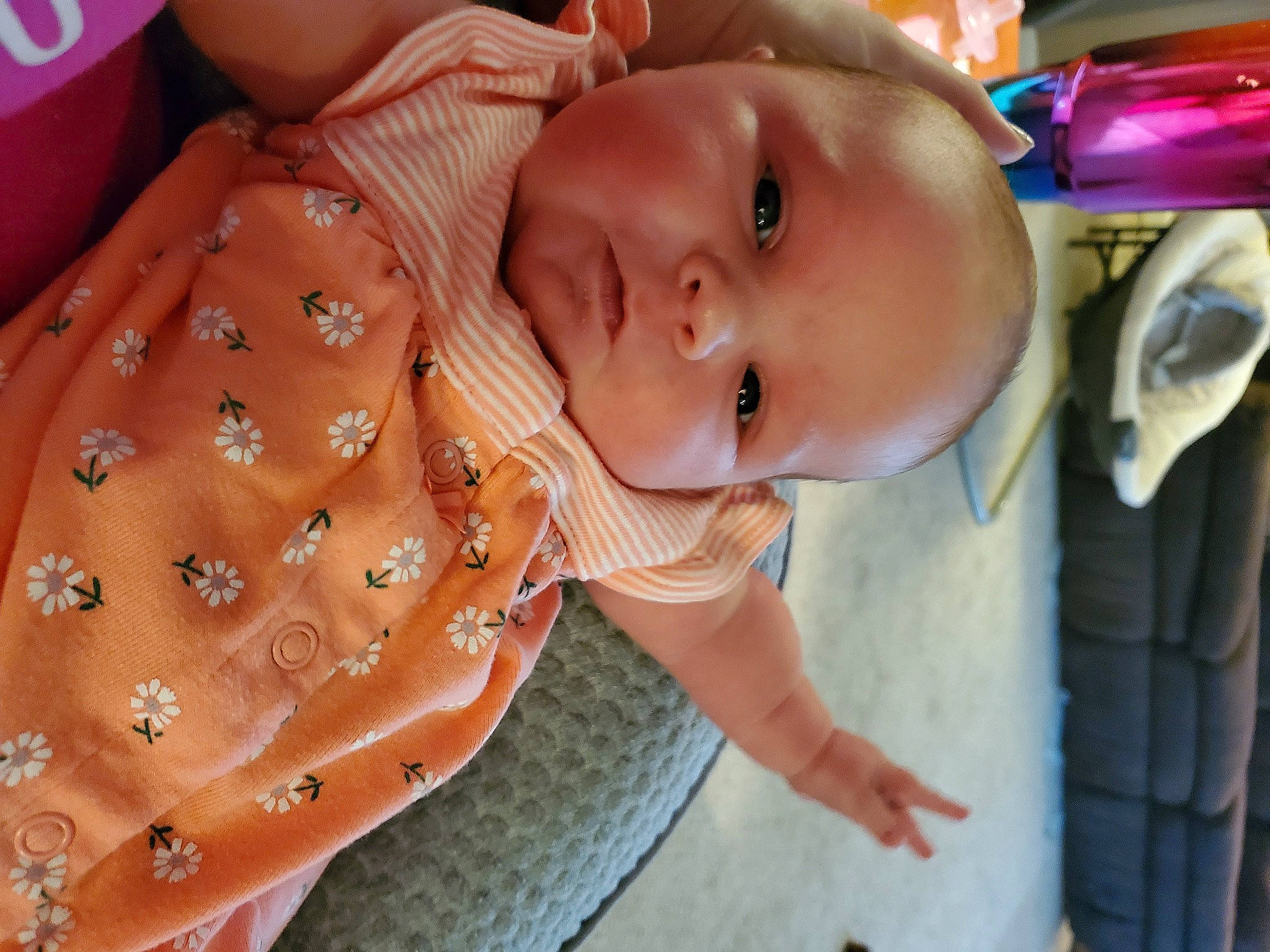 Isabella joined the competition — help win amazing prizes! arm, baby, baby_products, baby_toddler_clothing, cheek, child, comfort, eye, finger, fun, happy, human_body, linens, mouth, nose, person, skin, sleeve, smile, textile