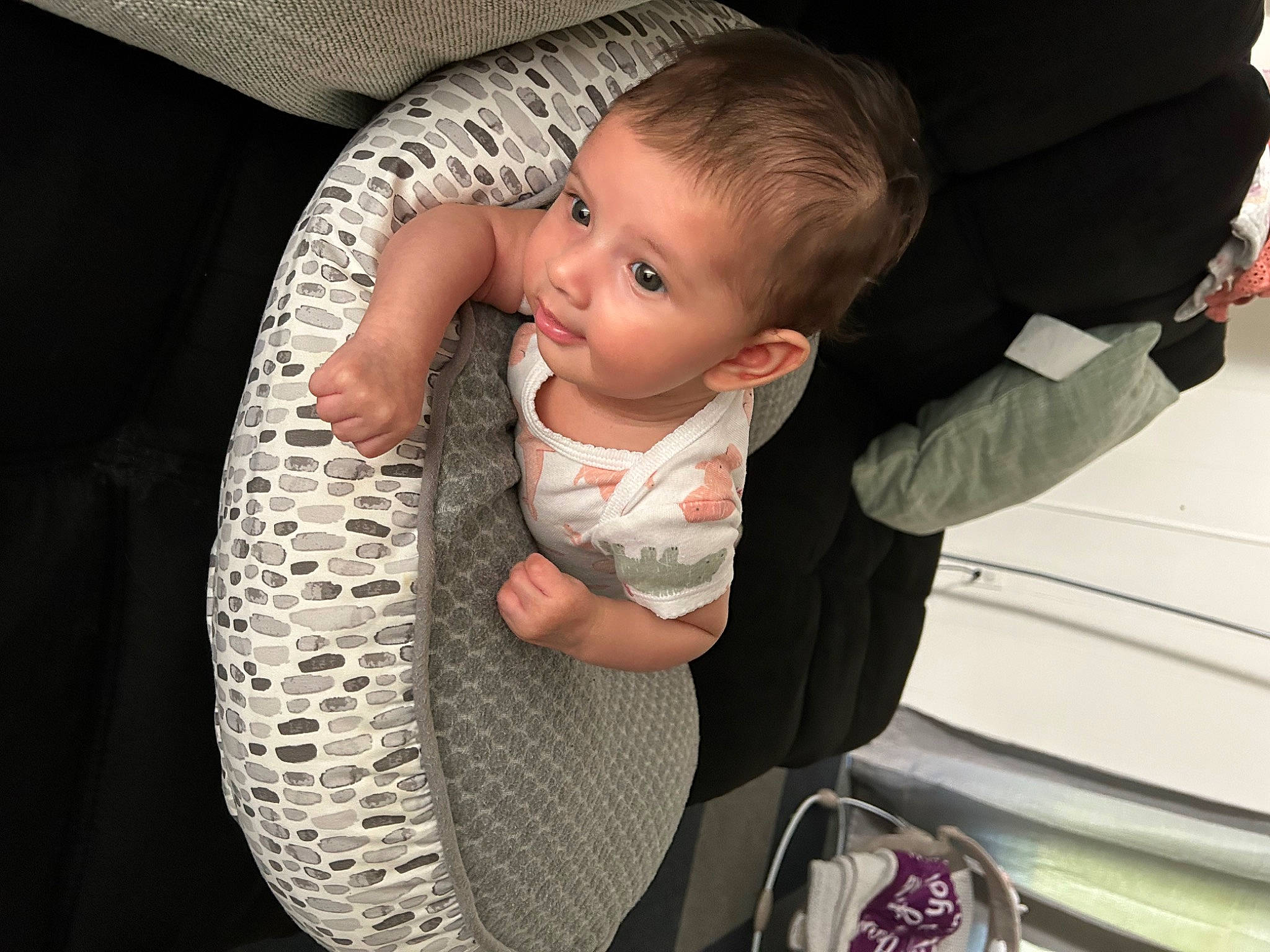 Angeline is registered to the contest to win money with this photo: auto_part, baby, baby_products, baby_toddler_clothing, car_seat, chair, cheek, child, comfort, finger, fun, happy, iris, pattern, person, sitting, skin, sleeve, thumb, toddler