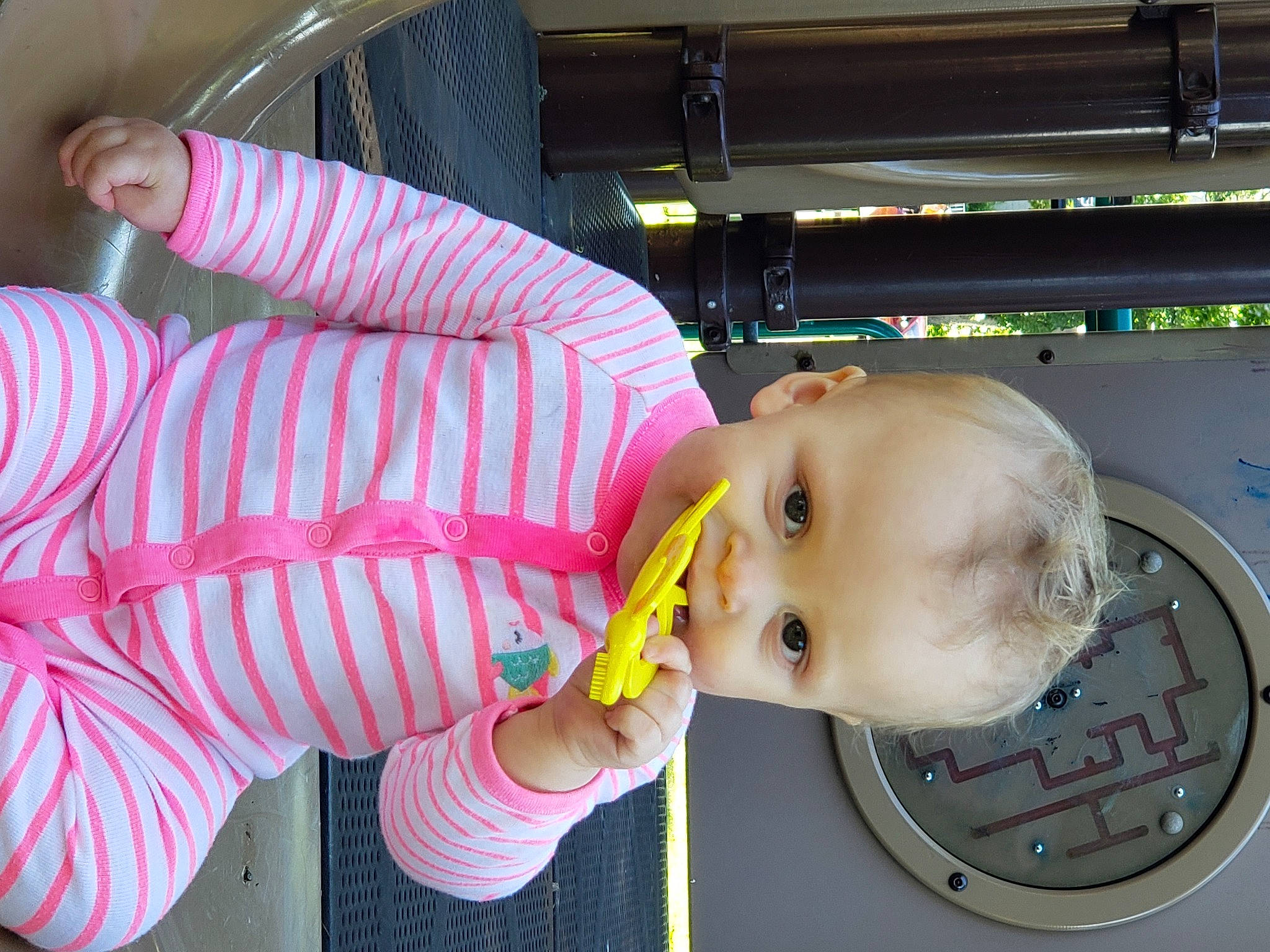 Rhylie joined the competition — help win amazing prizes! baby, baby_products, baby_toddler_clothing, baby_toys, cheek, child, ear, fun, machine, magenta, mouth, nose, pattern, person, pink, play, room, service, snapshot, toddler