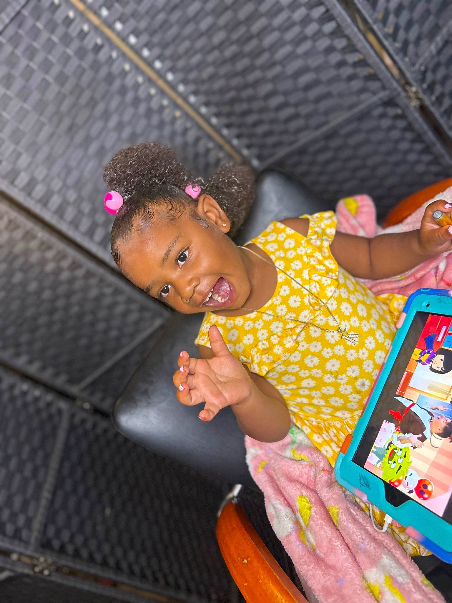 Kamiah joined the competition — help win amazing prizes! baby, child, event, fun, happy, hat, leisure, magenta, mesh, party, person, pink, play, recreation, smile, toddler, vacation