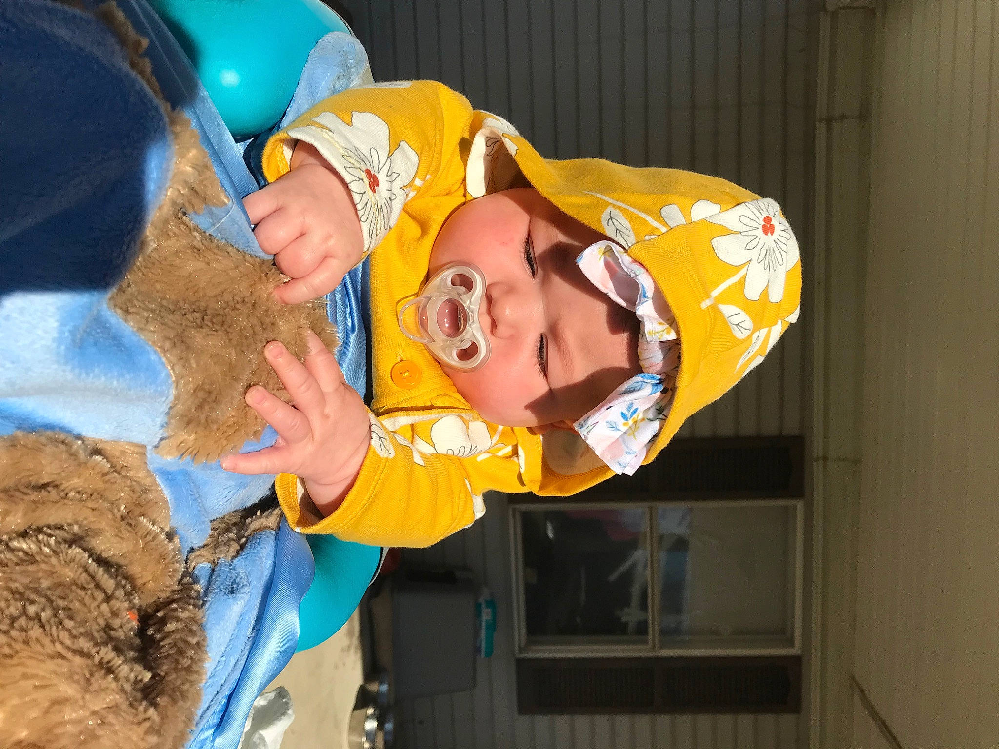 Alexia is registered to the contest to win money with this photo: baby, baby_toddler_clothing, child, costume, curtain, electric_blue, finger, fun, happy, hat, headwear, person, personal_protective_equipment, room, t_shirt, toddler