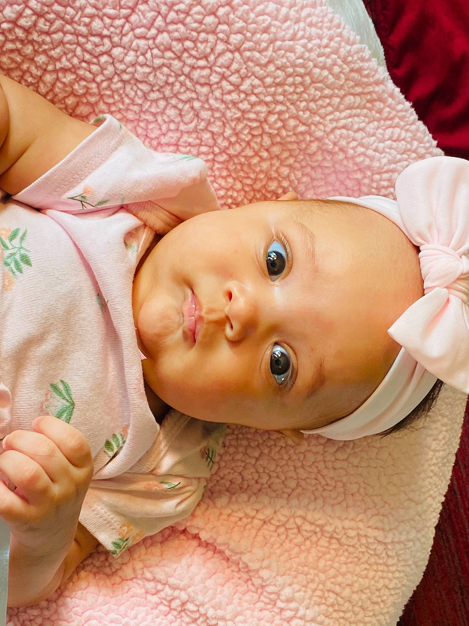 Hannah is registered to the contest to win money with this photo: baby, baby_products, baby_toddler_clothing, cap, cheek, child, collar, comfort, eye, eyebrow, hat, headgear, linens, lip, mammal, nose, person, portrait_photography, skin, sleeve