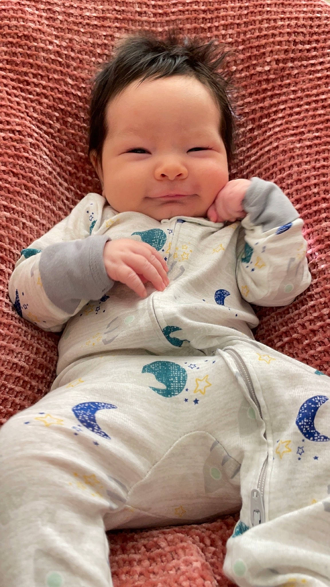 Odin is registered to the contest to win money with this photo: baby, baby_products, baby_toddler_clothing, cheek, child, comfort, fun, fur, happy, linens, mammal, nose, outerwear, pattern, person, sitting, skin, sleeve, smile, textile