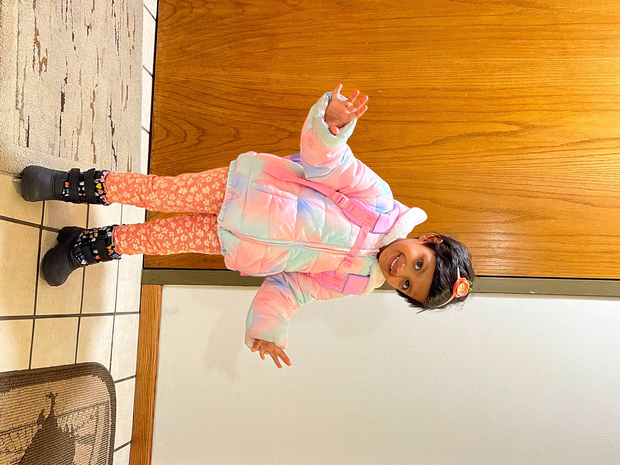 Advika joined the competition — help win amazing prizes! flooring, foot, fun, happy, hardwood, headwear, human_leg, joy, knee, leg, leisure, pattern, person, plaid, room, sleeve, sock, textile, thigh, toddler