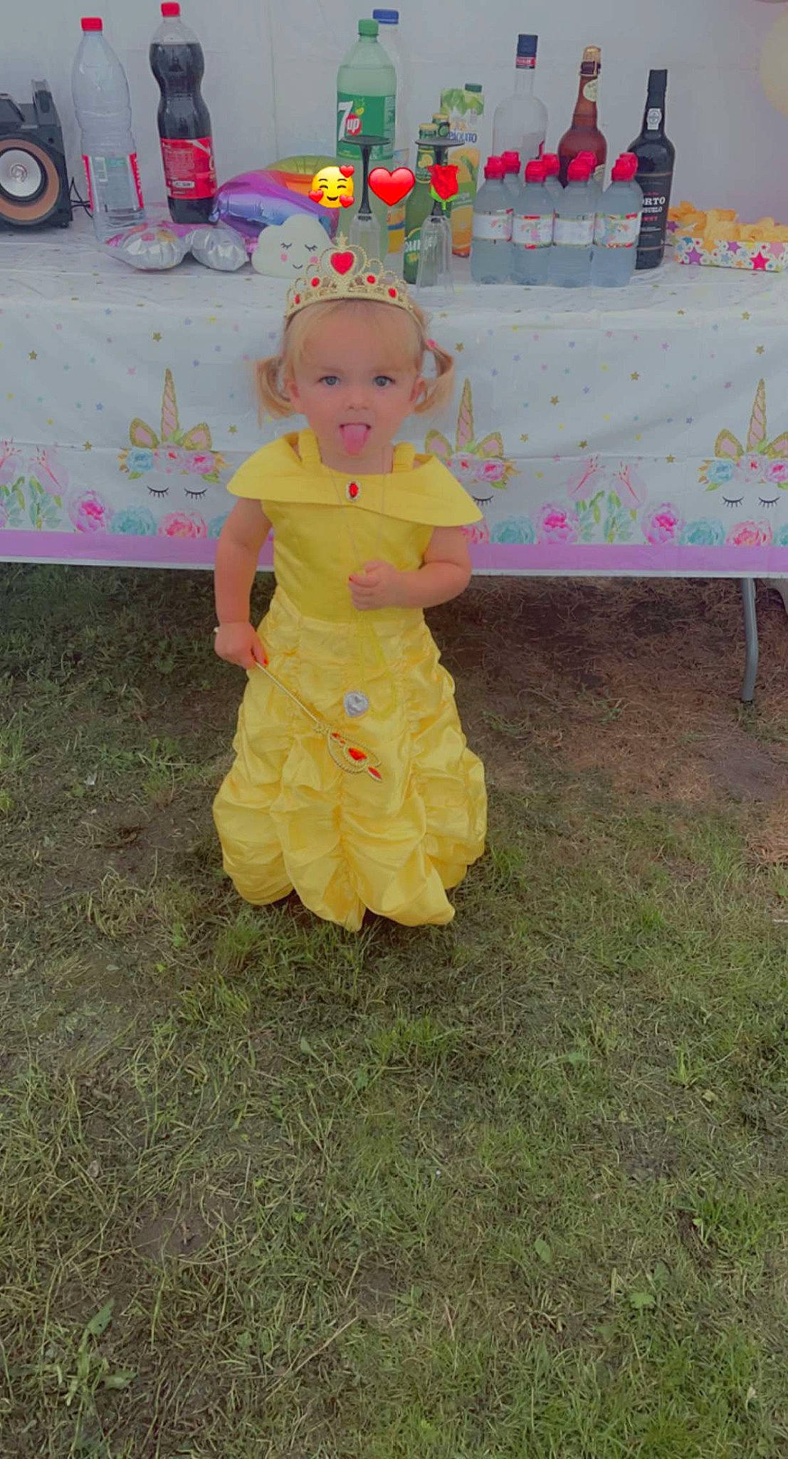 Angelika a rejoint le concours — aidez-le/la à gagner de superbes lots ! baby, baby_toddler_clothing, child, costume, dress, event, fun, grass, happy, hat, magenta, party_supply, person, petal, pink, play, recreation, sitting, table, toddler