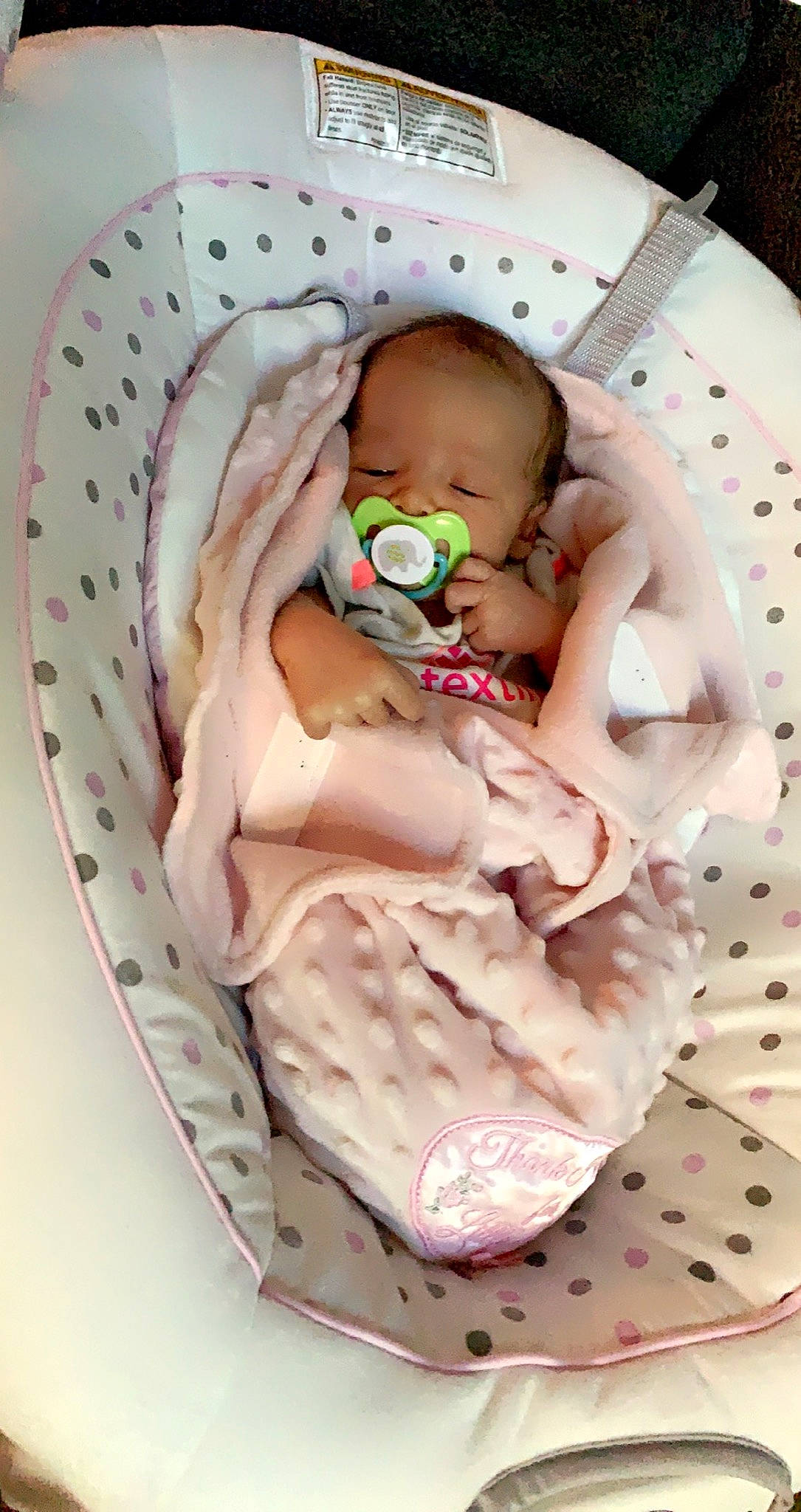 Lillian is registered to the contest to win money with this photo: baby, baby_products, baby_sleeping, baby_toddler_clothing, bedtime, cheek, child, comfort, dishware, linens, nap, pattern, peach, person, pink, product, skin, sleep, sweetness, tableware