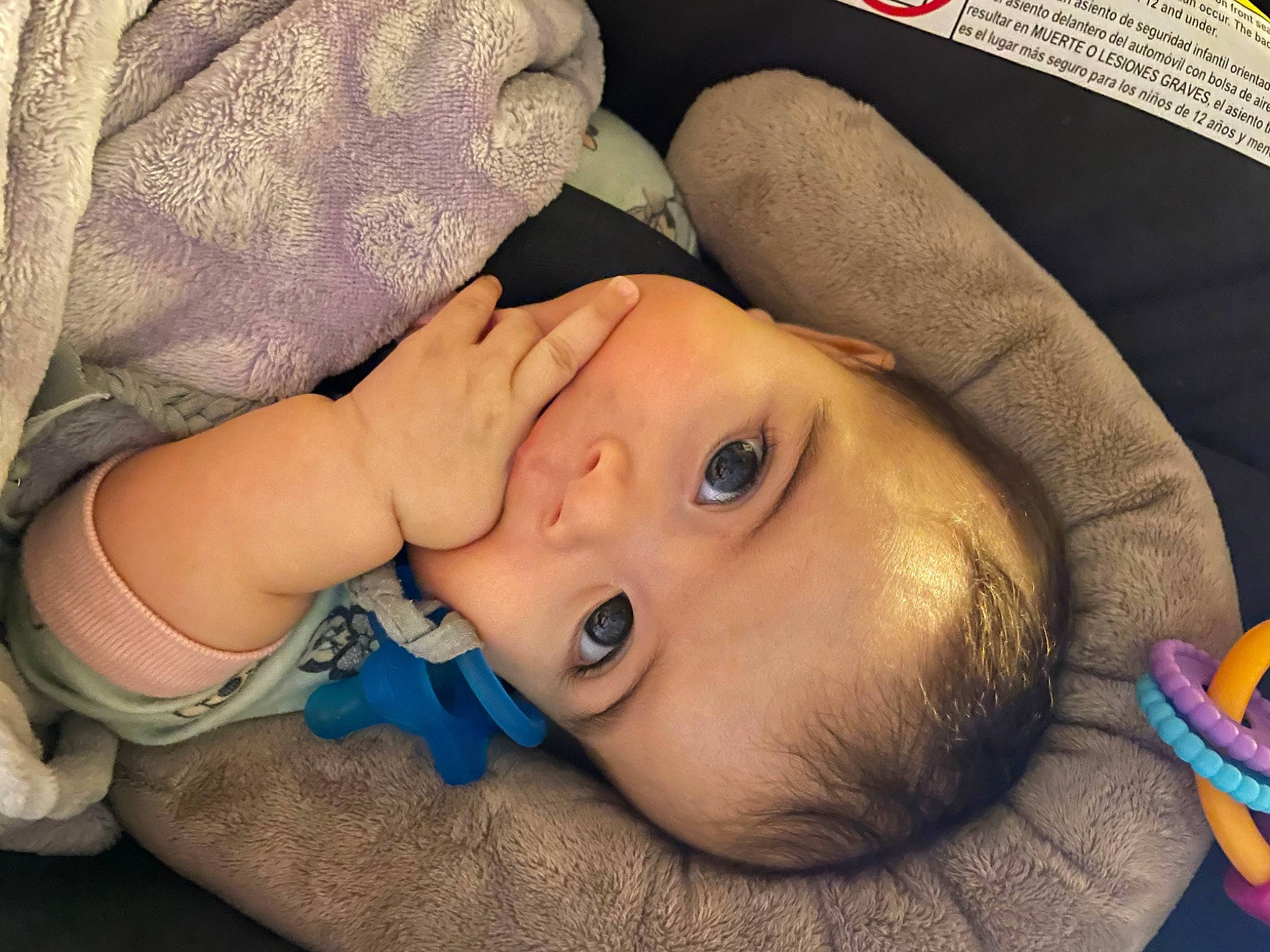 Alanni is registered to the contest to win money with this photo: arm, baby, cheek, chin, ear, eye, eyebrow, eyelash, forehead, gesture, hair, happy, head, human_body, iris, lip, mouth, neck, nose, person