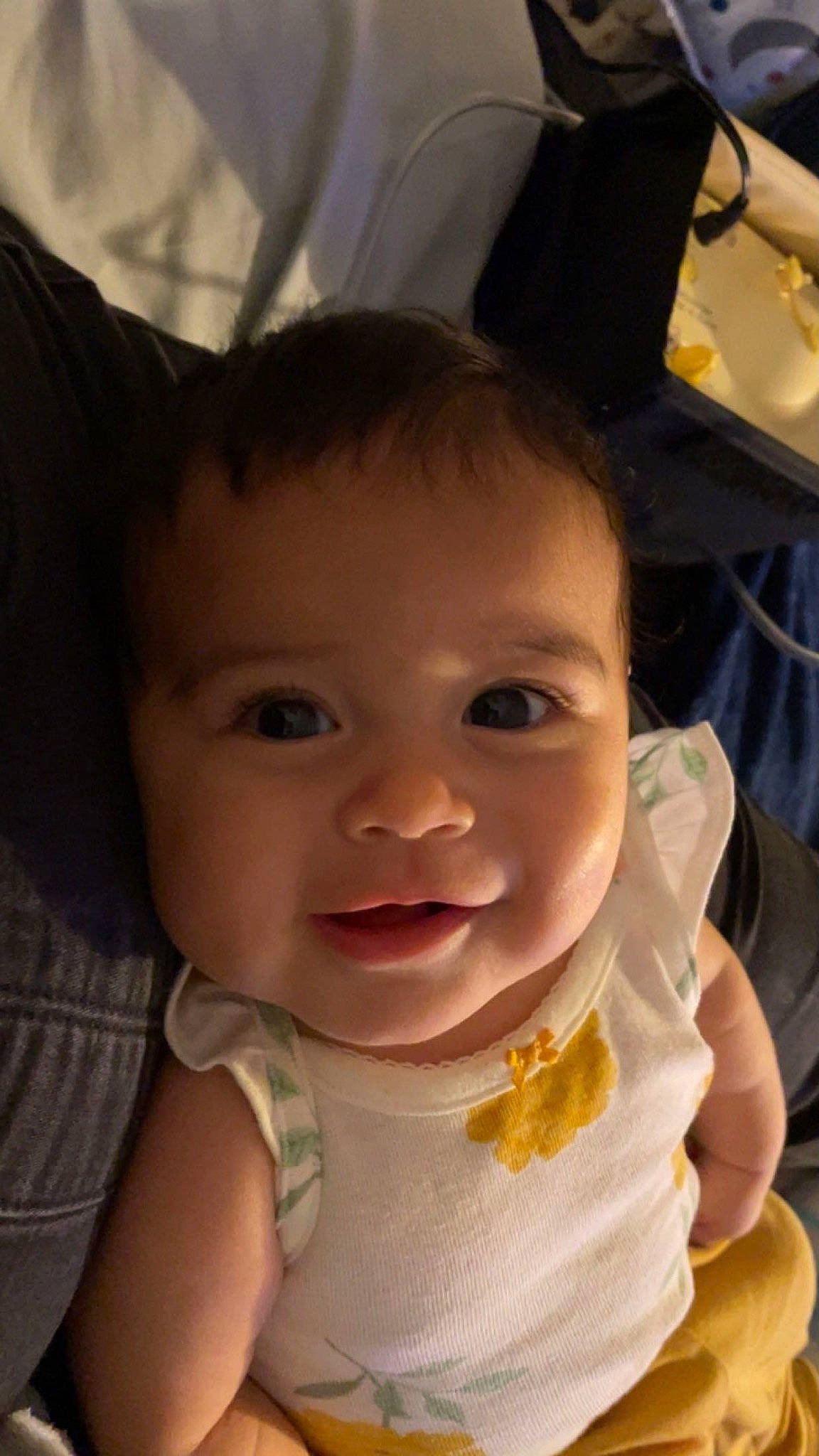 Alanni joined the competition — help win amazing prizes! baby, baby_toddler_clothing, cheek, chin, ear, eye, eyebrow, eyelash, face, finger, hairstyle, happy, head, iris, lip, mouth, nose, person, skin, sleeve