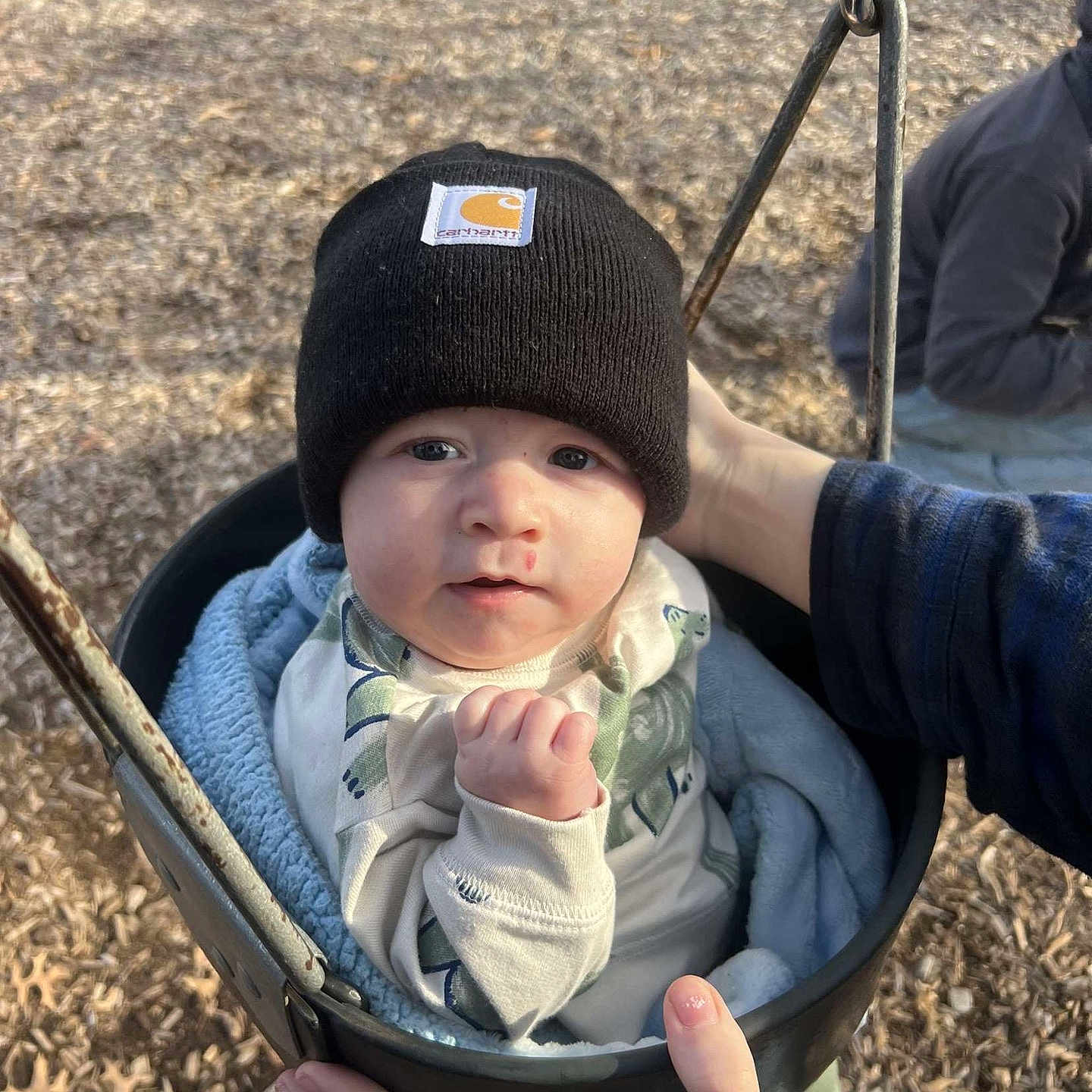 Levi joined the competition — help win amazing prizes! accessories, baby, baseballcap, beanie, bodypart, bonnet, cap, city, clothing, coat, costume, face, finger, footwear, furniture, grass, hand, happy, hat, head