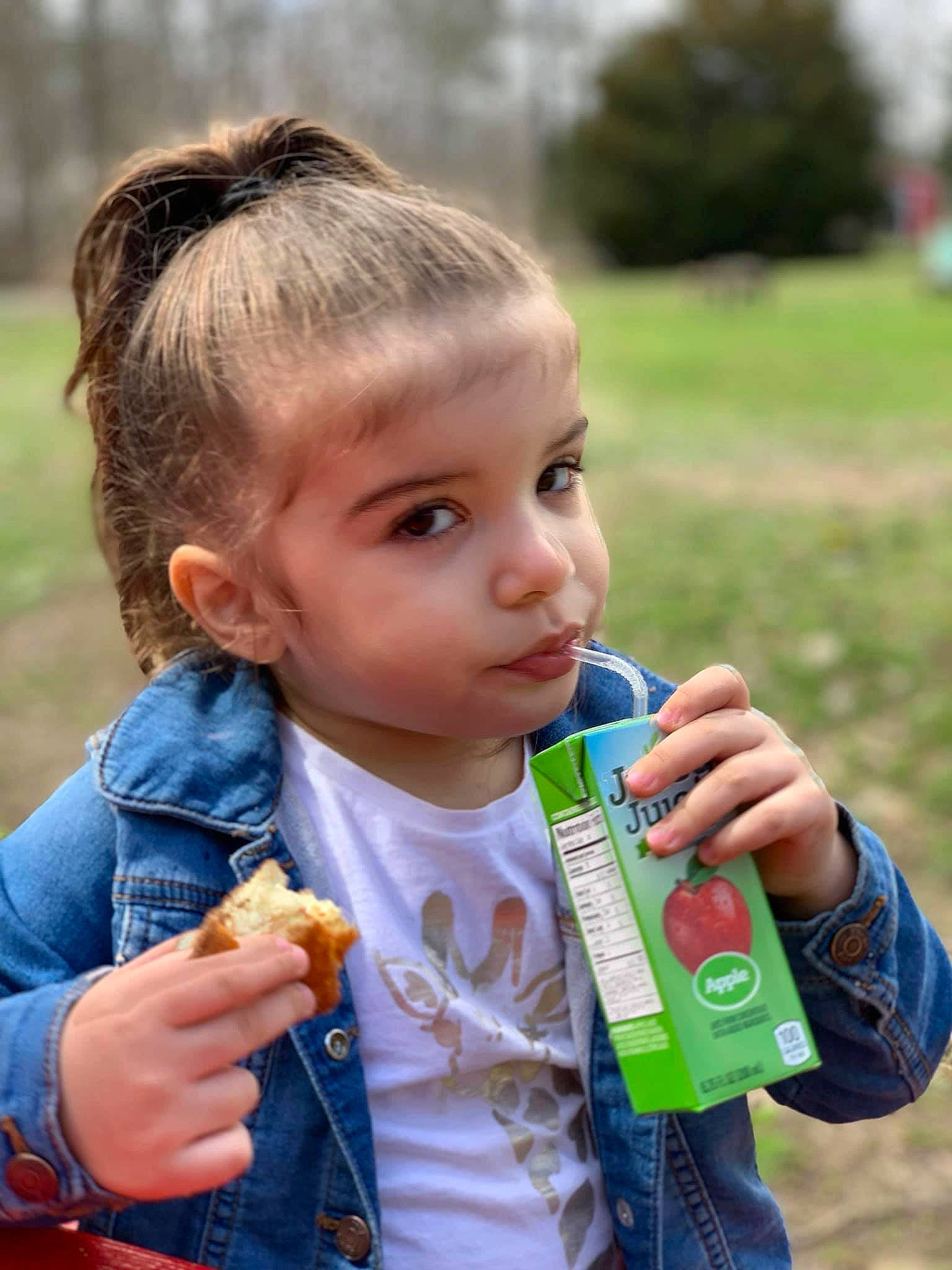 Abby joined the competition — help win amazing prizes! baby, child, drinking, eating, person, toddler