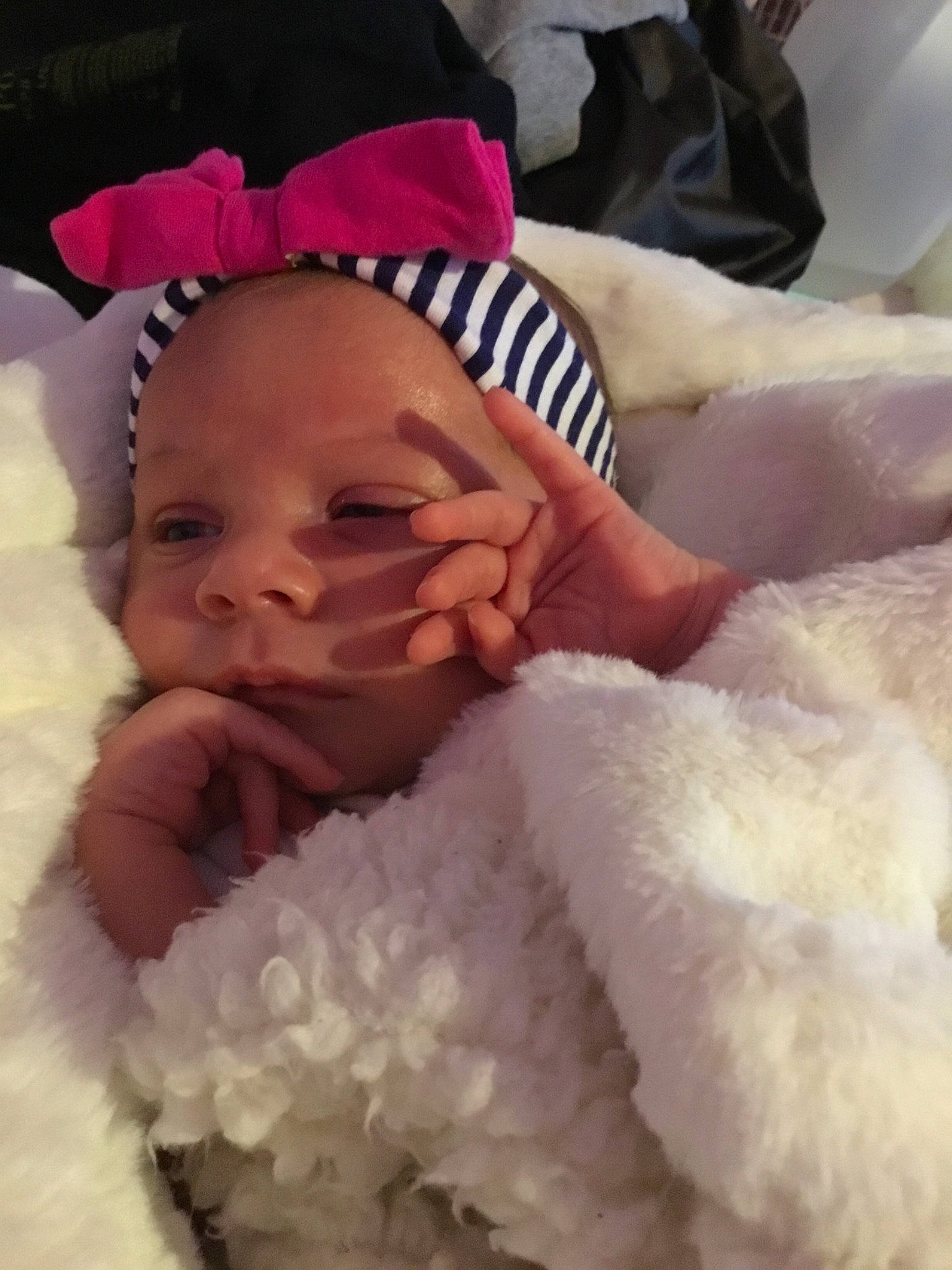 Gabby is registered to the contest to win money with this photo: baby, baby_products, bedtime, cheek, child, eye, face, hand, head, linens, lip, mouth, nap, nose, person, pink, product, skin, sleep, textile