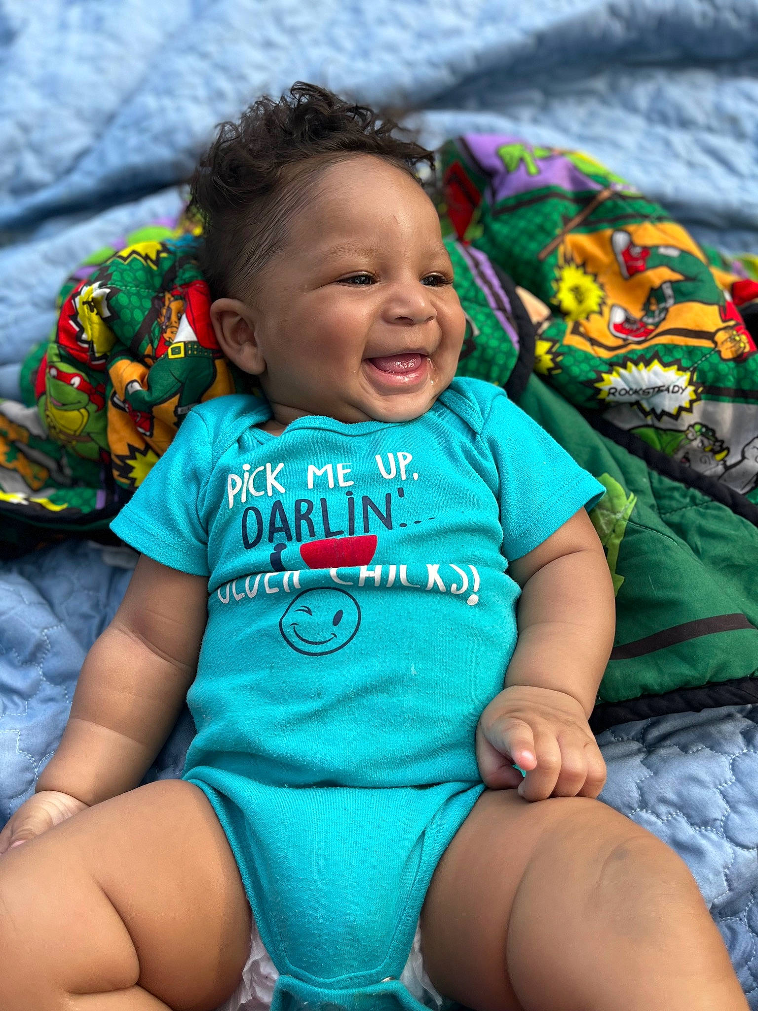 Kentrell is registered to the contest to win money with this photo: azure, baby, baby_toddler_clothing, facial_expression, hairstyle, happy, head, human, iris, leaf, leisure, organ, person, product, skin, sleeve, smile, textile, toddler, vertebrate