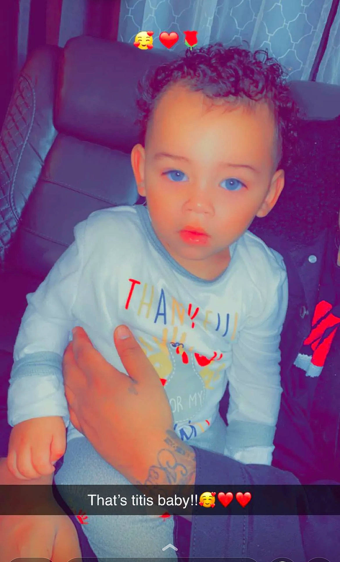 Keon joined the competition — help win amazing prizes! arm, baby_toddler_clothing, beauty, cheek, child, electric_blue, flash_photography, fun, hair, happy, head, magenta, organ, person, photo_caption, play, sitting, skin, sleeve, t_shirt