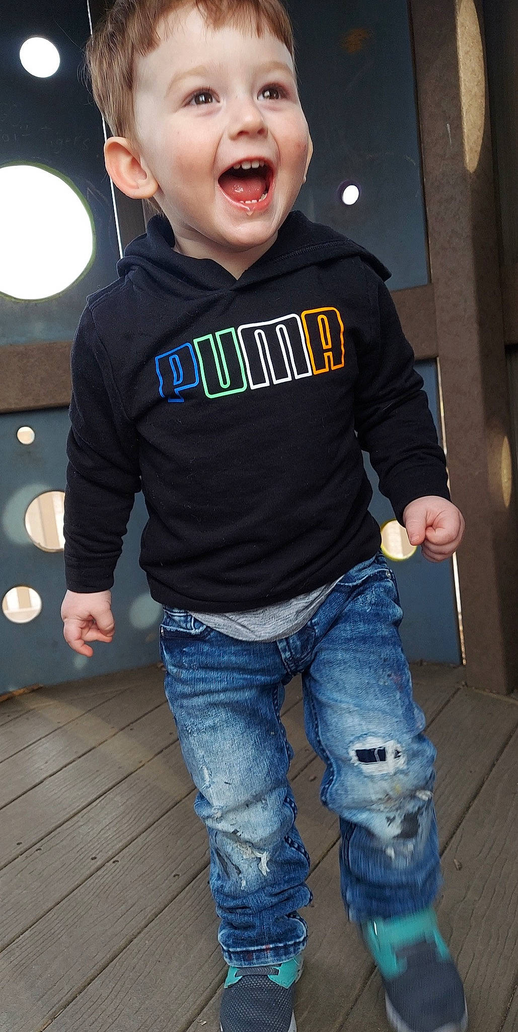 Braxton joined the competition — help win amazing prizes! baby_toddler_clothing, clothing, cool, denim, electric_blue, eyewear, fashion, fun, grey, happy, jeans, leg, neck, person, sleeve, sportswear, t_shirt, textile, toddler, waist