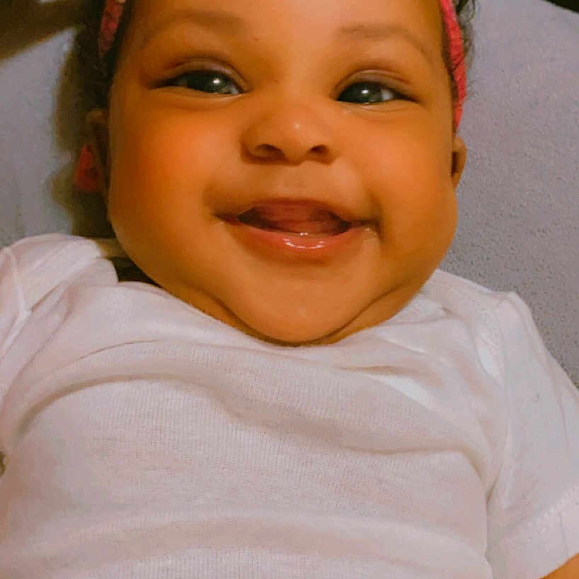 Kamia joined the competition — help win amazing prizes! accessories, baby, babylaughing, bodypart, clothing, earring, face, happy, head, headband, jewelry, laughing, mouth, person, photography, portrait, selfie, smile, t_shirt, teeth