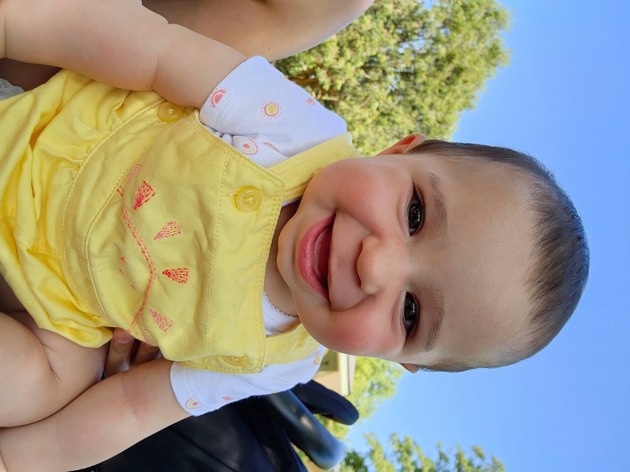 Callie joined the competition — help win amazing prizes! cheek, finger, gesture, grass, happy, human_body, iris, joy, lip, mouth, neck, nose, people_in_nature, person, plant, skin, sky, smile, toddler, tree