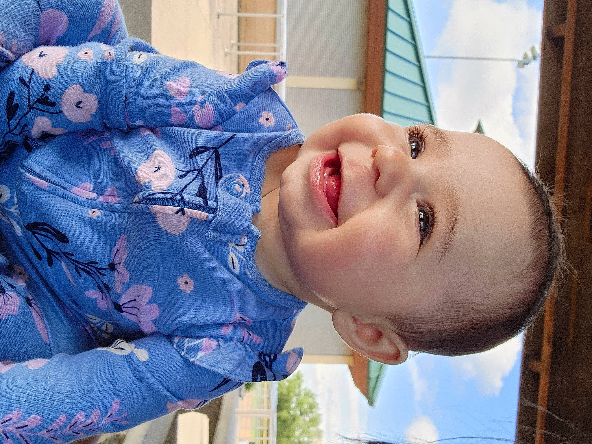 Callie joined the competition — help win amazing prizes! baby, baby_toddler_clothing, beauty, blue, cheek, child, electric_blue, fun, grass, happy, joy, leisure, lip, mouth, nose, person, sitting, skin, smile, toddler