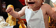 Nyx joined the competition — help win amazing prizes! apron, baby, baking, bread, chef_hat, child, cookies, cute, flour, food, happy, infant, kitchen, milk_bottle, playful, rolling_pin, sitting, smiling, table, white_clothing