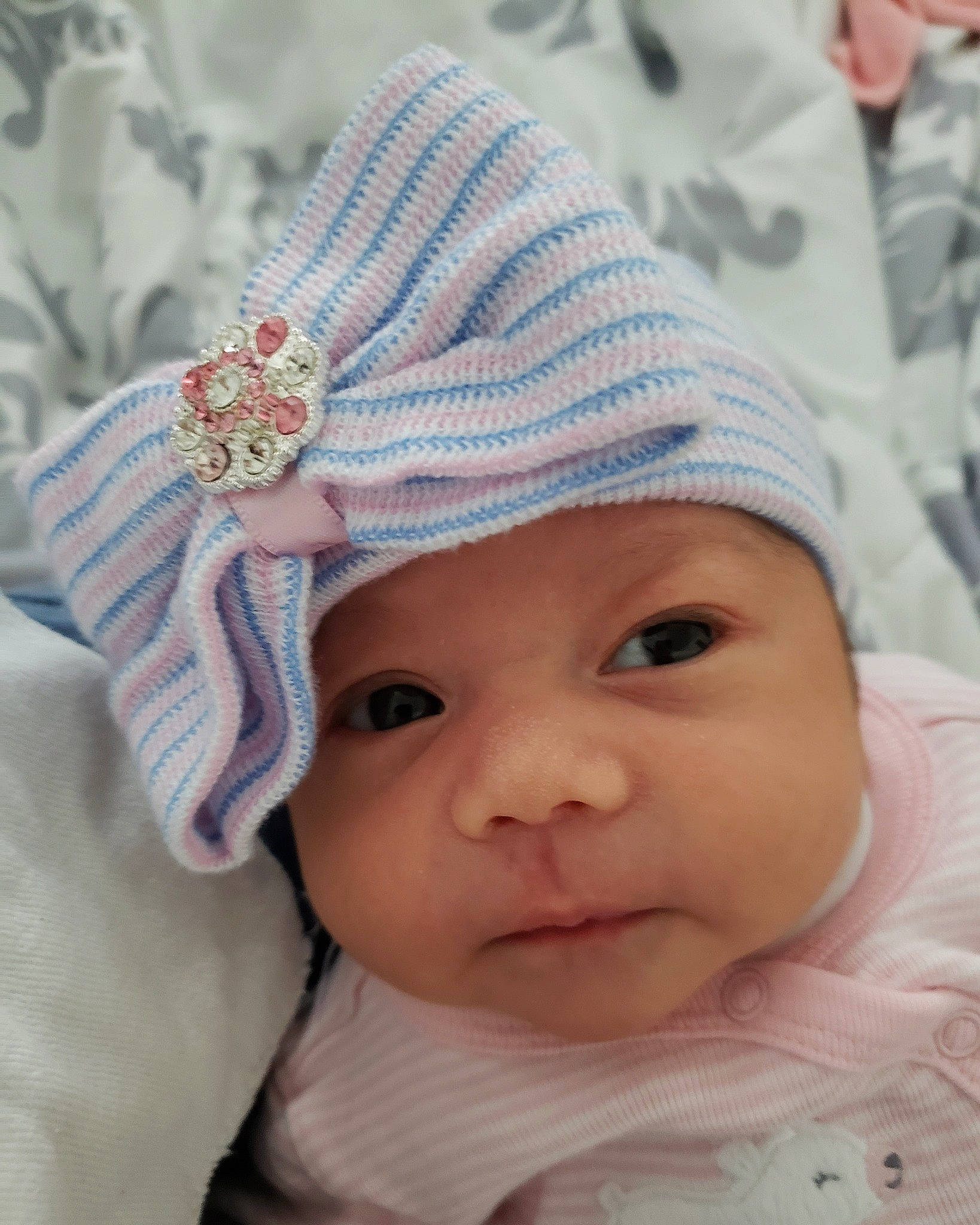 Gloria joined the competition — help win amazing prizes! baby, bonnet, cheek, child, fashion_accessory, hat, head, headgear, headwear, person, pink, skin, smile, toddler
