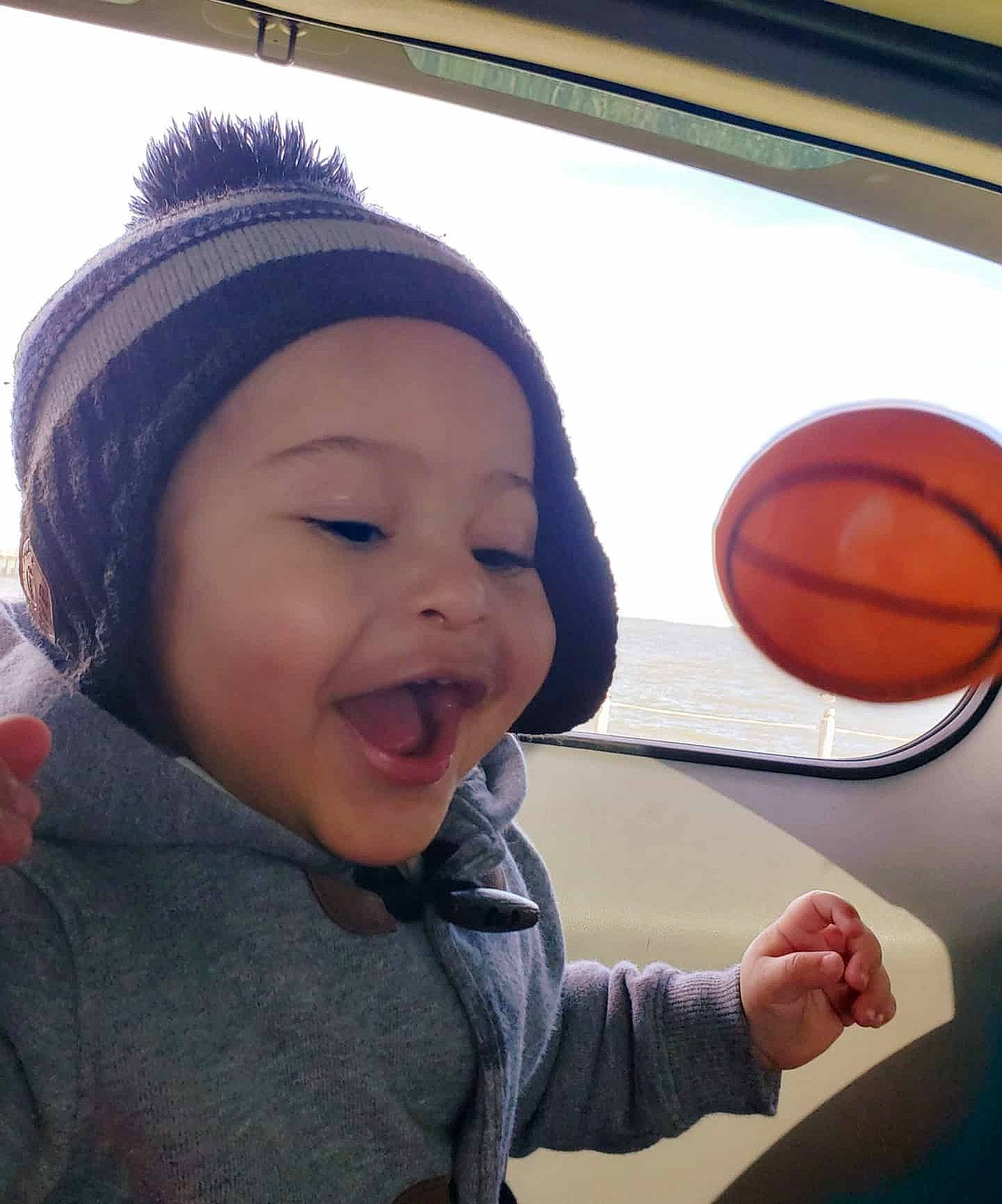 Kevin joined the competition — help win amazing prizes! bonnet, cap, cheek, child, cool, finger, fun, happy, head, headgear, headwear, nose, person, smile, toddler, vacation