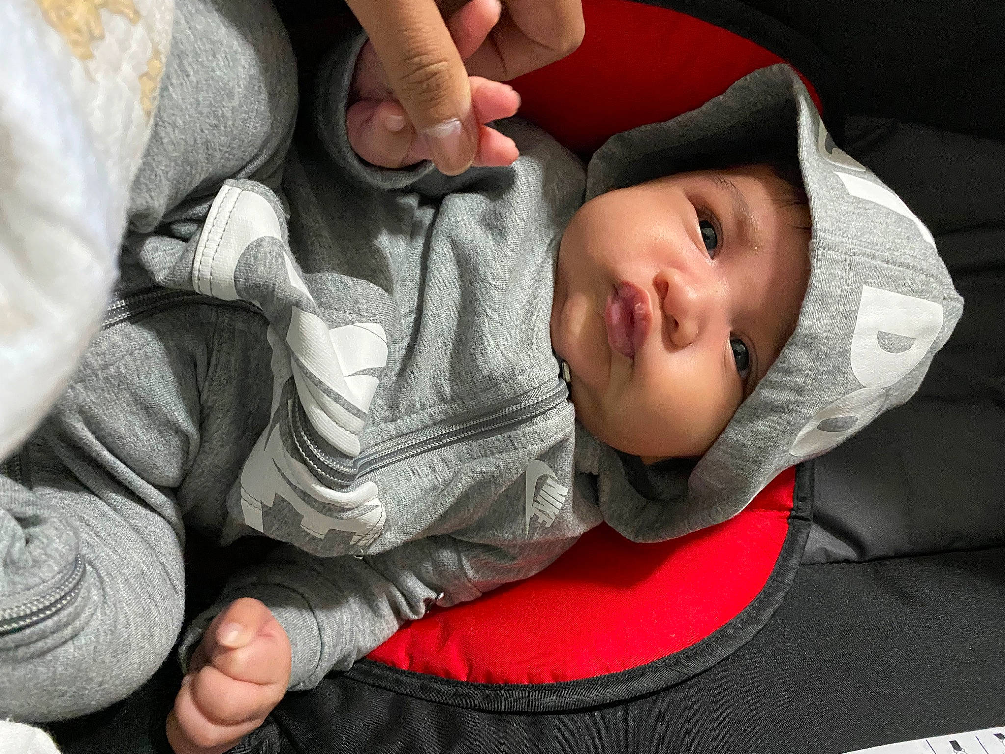 Giorgio joined the competition — help win amazing prizes! baby, baby_carriage, baby_products, baby_toddler_clothing, cap, cheek, child, comfort, eyebrow, finger, gesture, hand, headwear, lip, mouth, nose, person, skin, sleeve, smile