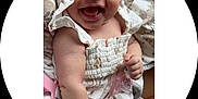 Ellie joined the competition — help win amazing prizes! accessories, baby, bodypart, clothing, dress, face, happy, hat, head, jewelry, laughing, mouth, necklace, newborn, pants, person, photography, portrait, smile, teeth