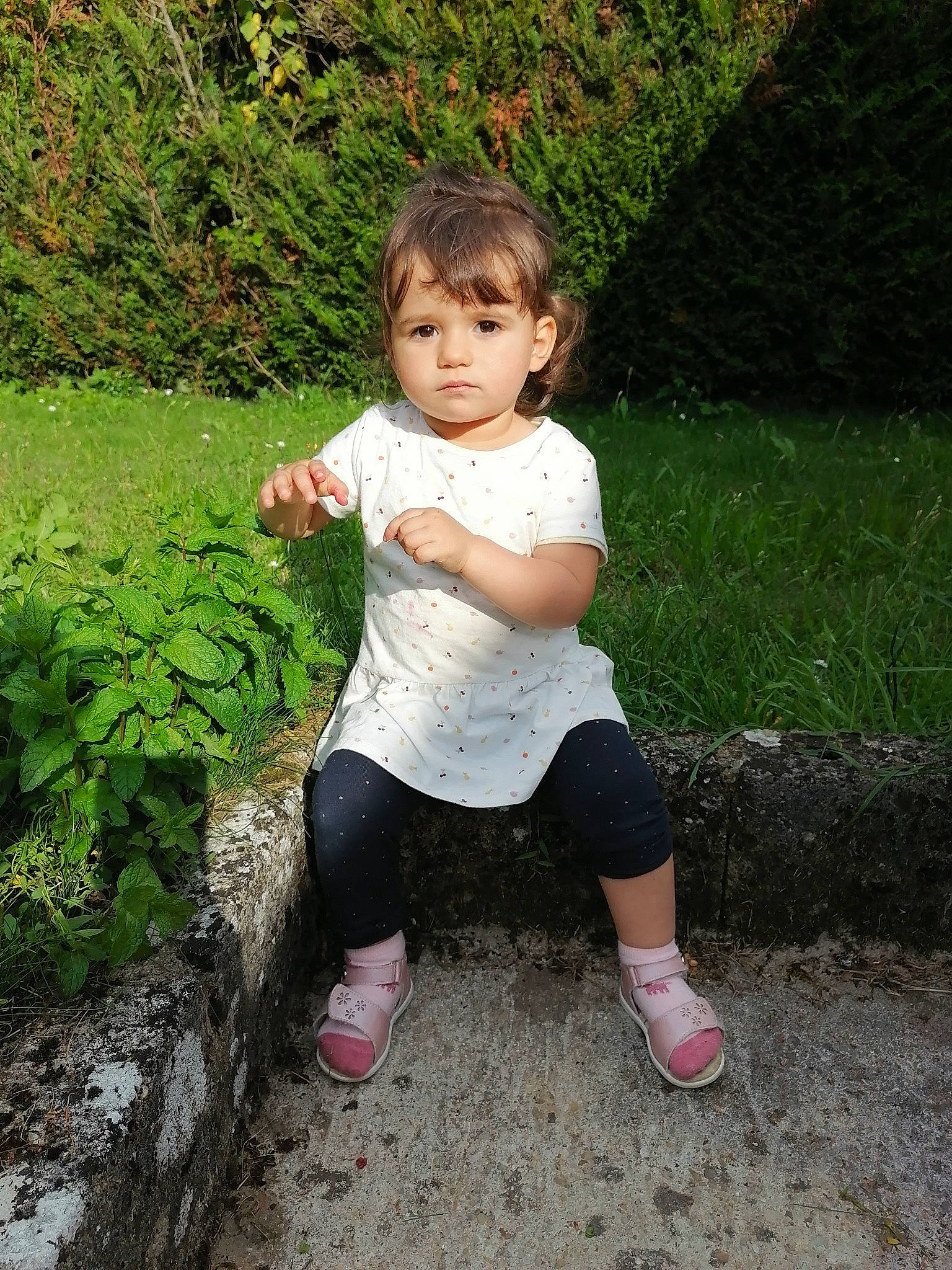 Noemie a rejoint le concours — aidez-le/la à gagner de superbes lots ! baby_toddler_clothing, eye, footwear, fun, garden, grass, grass_family, happy, leisure, people_in_nature, person, plant, shoe, shorts, sitting, sleeve, sneakers, soil, t_shirt, toddler