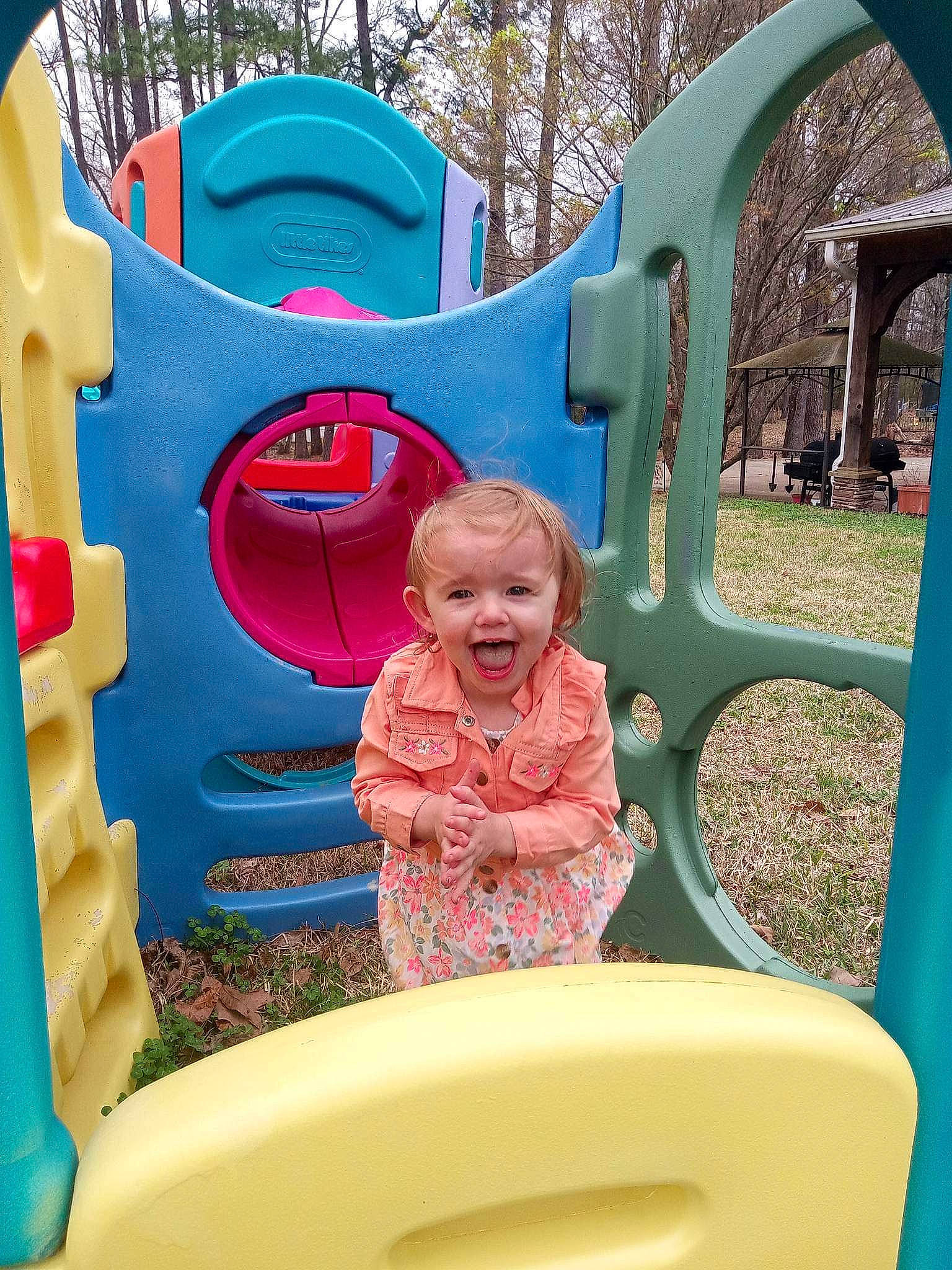 Emberlynn joined the competition — help win amazing prizes! blue, child, chute, city, fun, human_settlement, leisure, mammal, outdoor_play_equipment, person, pink, play, playground, playground_slide, product, public_space, recreation, smile, snapshot, summer
