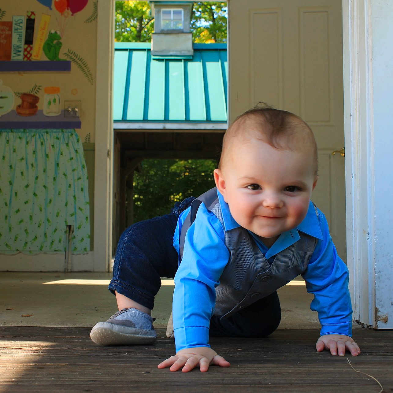 Rostyn is registered to the contest to win money with this photo: blue, boy, child, day, eye, fun, girl, infant, joy, person, play, sitting, standing, toddler, vacation