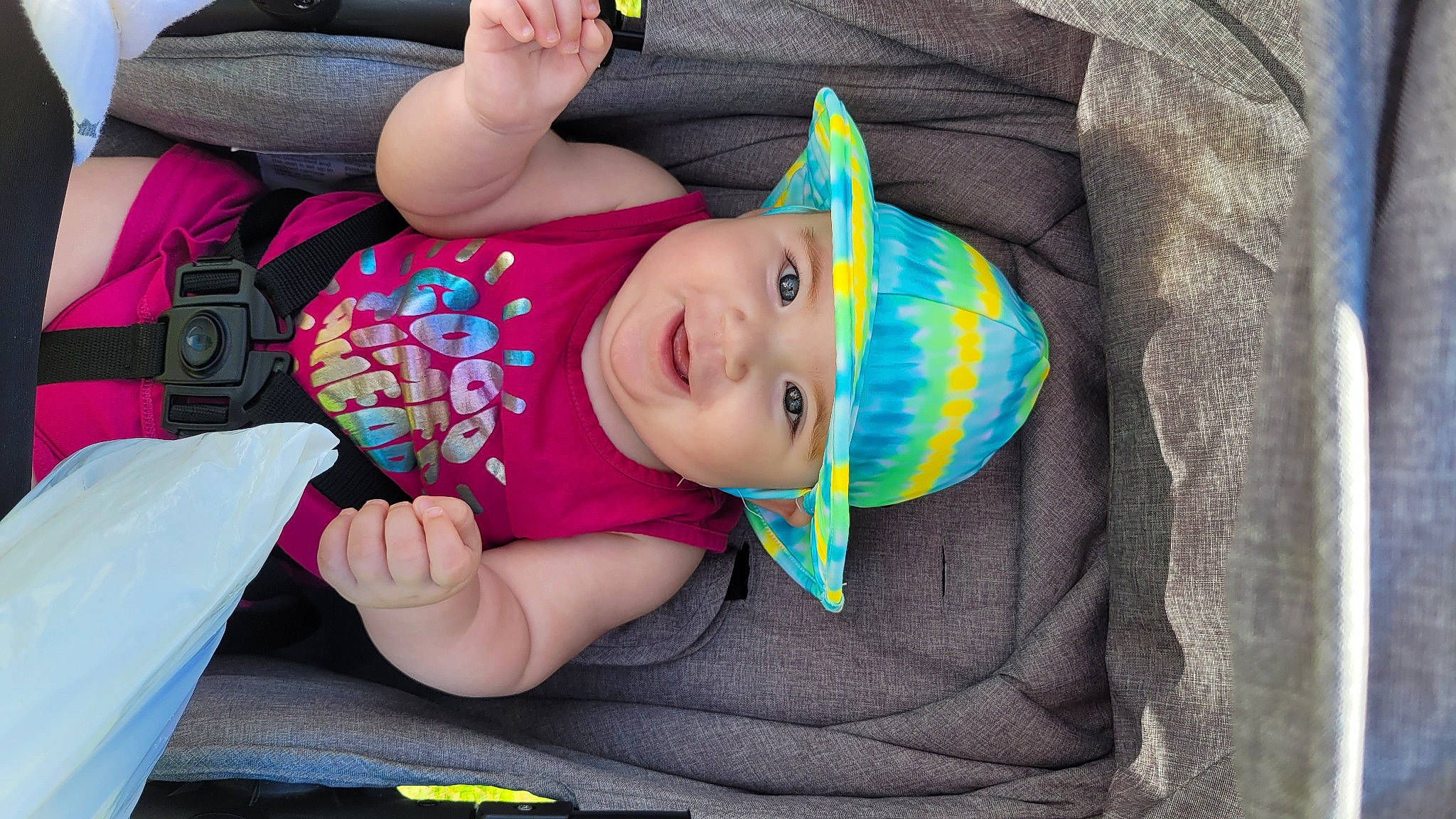 Tatehanna is registered to the contest to win money with this photo: baby, baby_products, baby_toddler_clothing, cap, child, comfort, fashion_accessory, fun, grass, hand, happy, hat, headwear, leisure, pattern, person, play, sitting, sleeve, smile