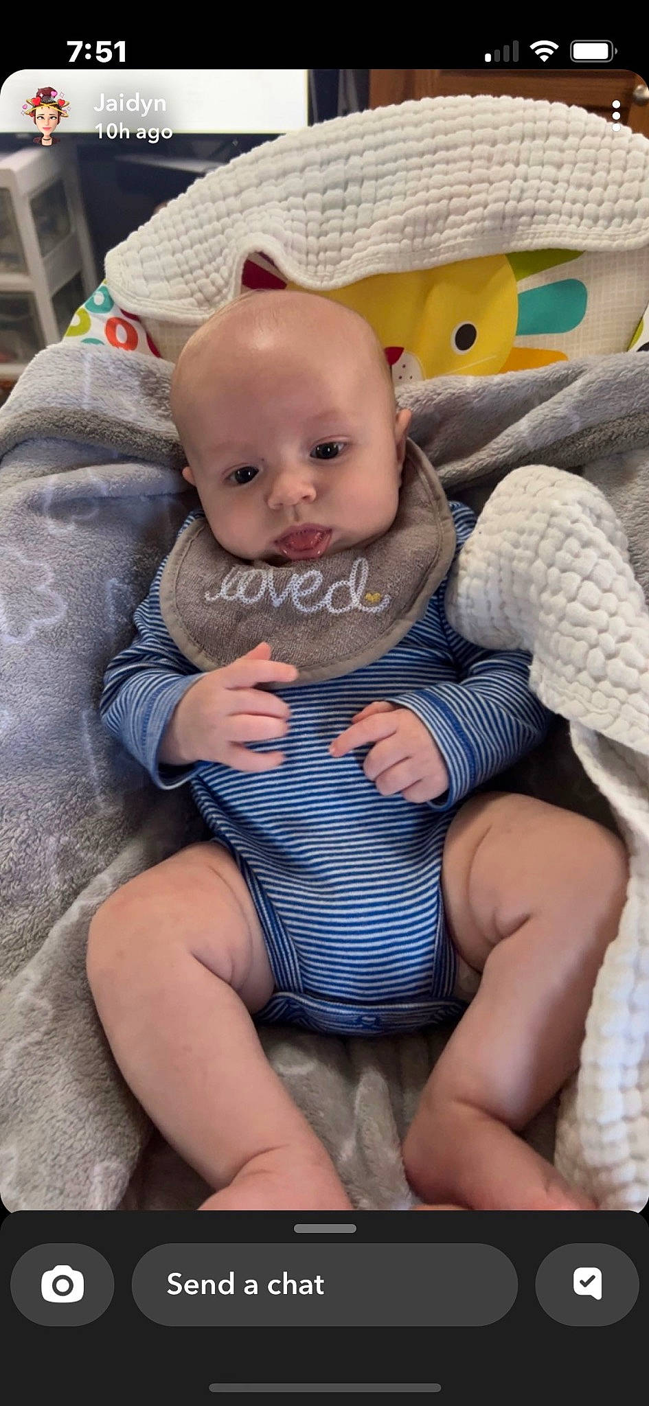 Lucifer joined the competition — help win amazing prizes! abdomen, baby, baby_products, baby_toddler_clothing, chair, cheek, child, comfort, couch, fun, human_leg, knee, lap, linens, person, sitting, skin, sock, textile, thigh