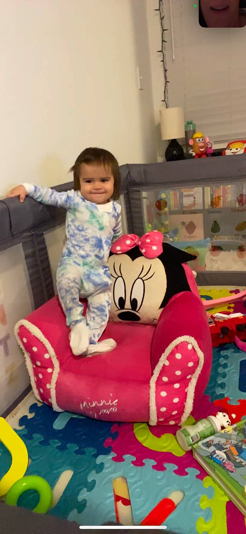 Meliana joined the competition — help win amazing prizes! baby, baby_toddler_clothing, child, comfort, event, fun, happy, head, human_leg, joy, lap, leisure, magenta, person, pink, room, shelf, sitting, smile, thigh