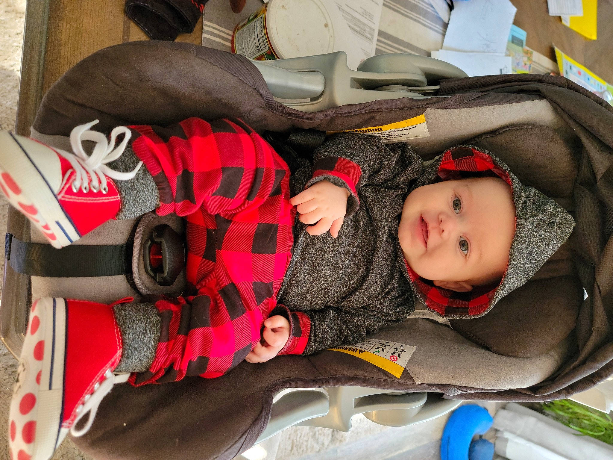 Westen joined the competition — help win amazing prizes! baby, baby_carriage, baby_products, baby_safety, baby_toddler_clothing, bag, baggage, car_seat, carmine, child, comfort, headwear, pattern, person, personal_protective_equipment, plaid, room, sleep, textile, toddler