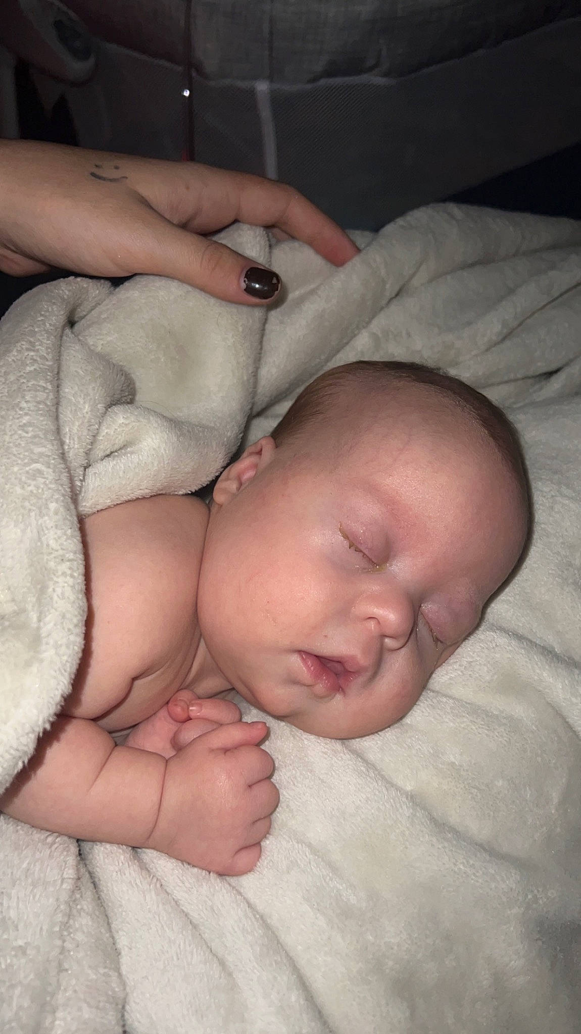 Adeline joined the competition — help win amazing prizes! abdomen, baby, baby_sleeping, baby_toddler_clothing, bedtime, cheek, child, comfort, eye, finger, flesh, gesture, hand, head, linens, mouth, nose, person, skin, thumb