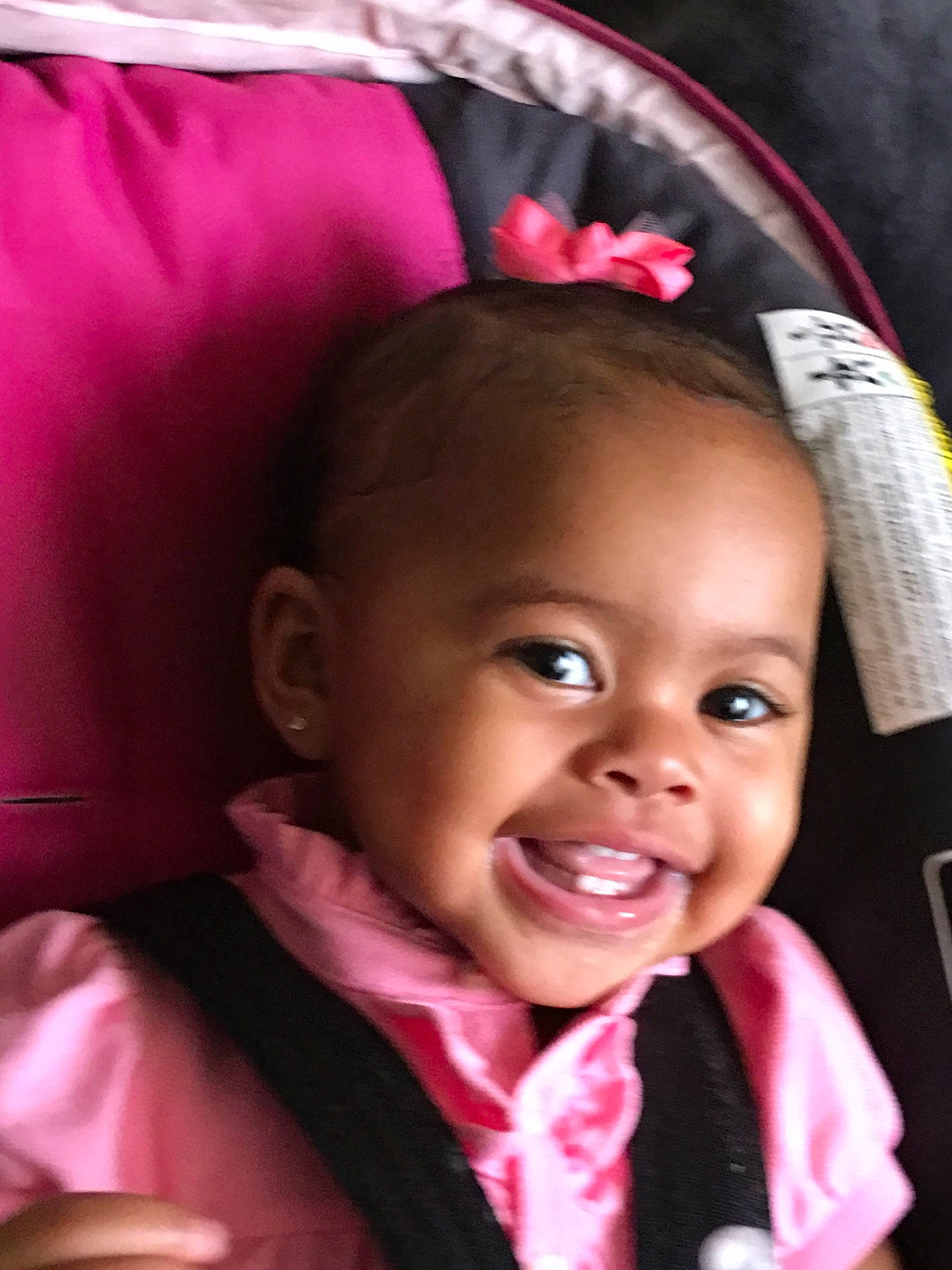 Brklynn joined the competition — help win amazing prizes! cheek, child, ear, eye, face, finger, fun, girl, head, infant, joy, laughter, lip, mouth, nose, person, pink, product, skin, smile