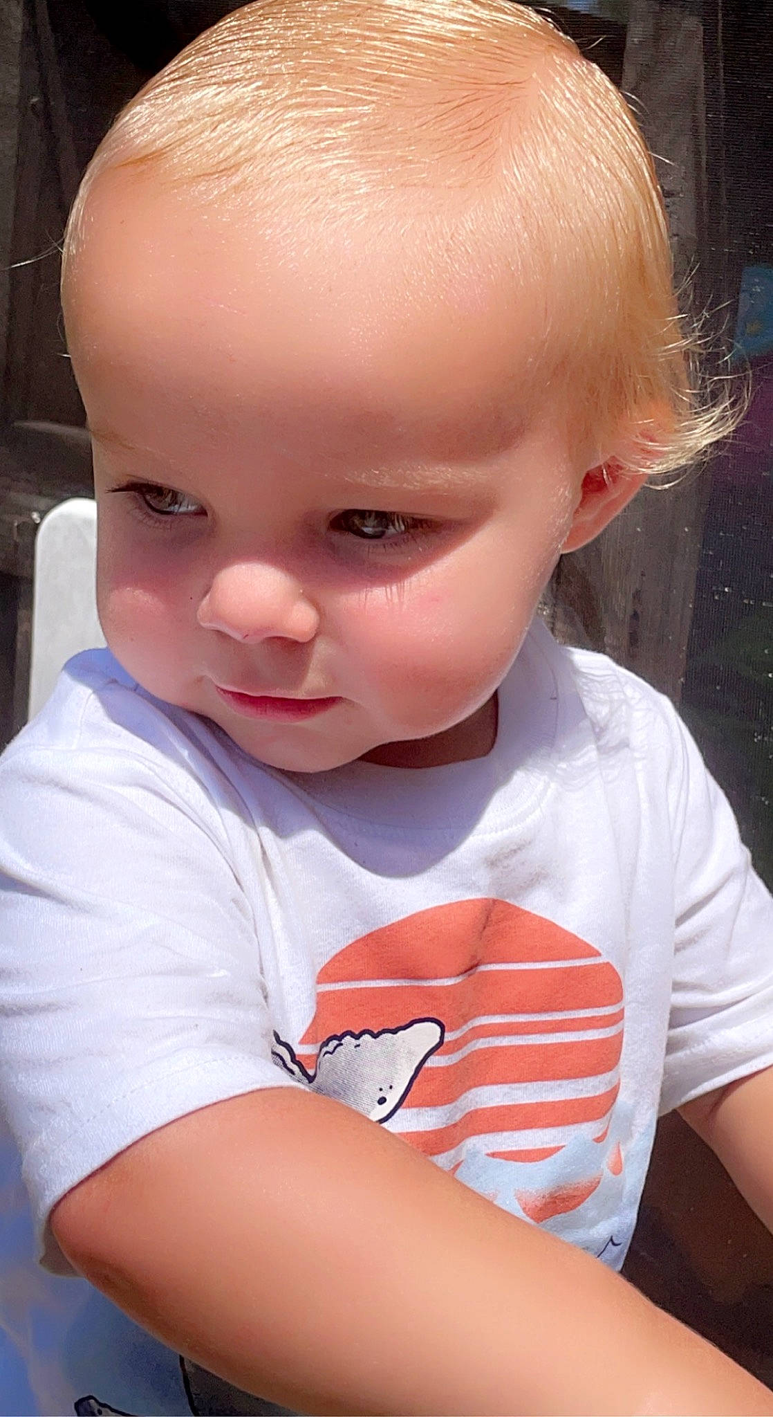 Josiah is registered to the contest to win money with this photo: baby_toddler_clothing, cheek, chin, cool, ear, eyelash, facial_expression, forehead, happy, iris, lip, mouth, muscle, neck, nose, organ, person, skin, sleeve, t_shirt
