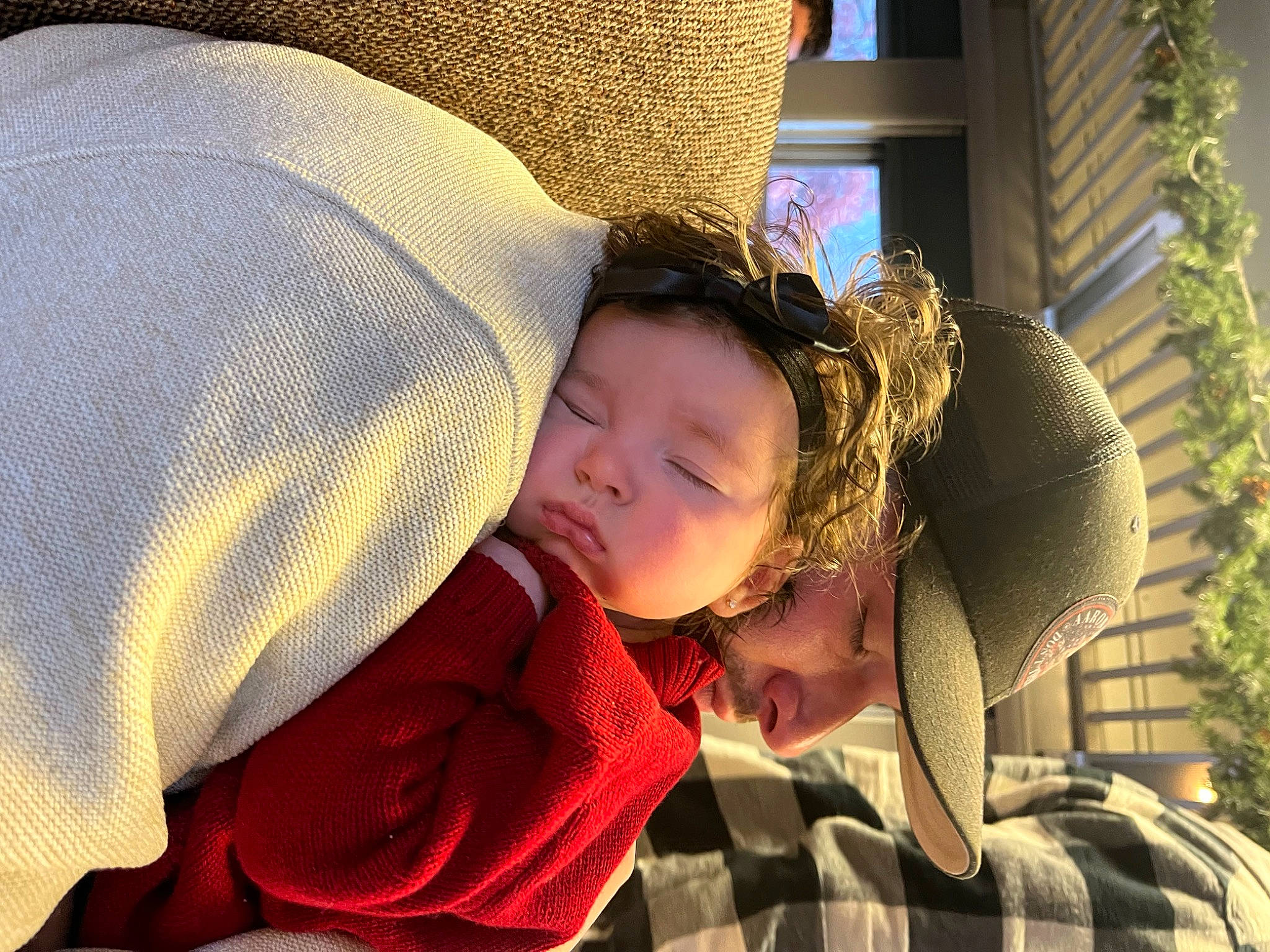 Lylah joined the competition — help win amazing prizes! baby, baby_products, bedtime, child, comfort, fashion_accessory, fun, grass, happy, hat, headwear, leisure, nap, pattern, person, plaid, sitting, sleep, sun_hat, tartan