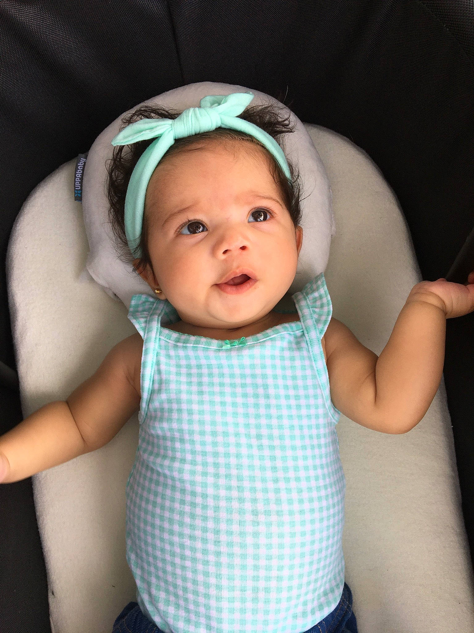 Khalia joined the competition — help win amazing prizes! baby, baby_products, baby_toddler_clothing, cheek, child, ear, fashion_accessory, hair_accessory, head, headgear, person, product, skin, toddler