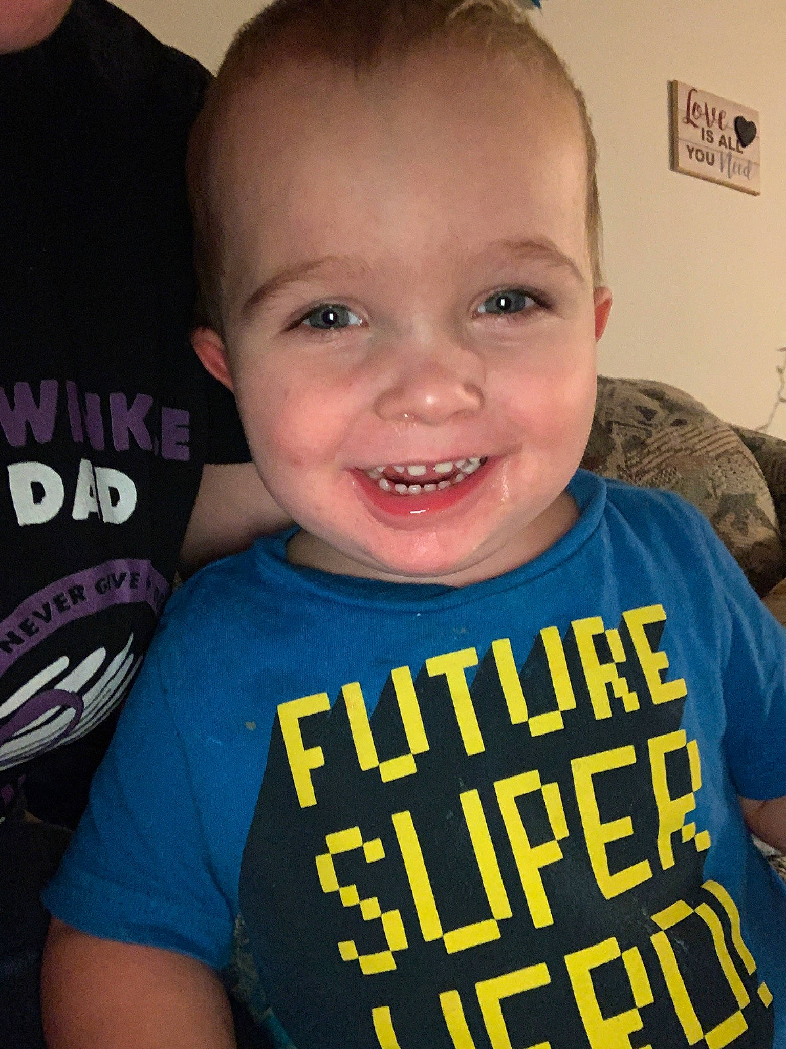 Wyatt joined the competition — help win amazing prizes! cheek, child, cool, face, facial_expression, forehead, fun, happy, head, joy, person, smile, t_shirt, toddler, tooth