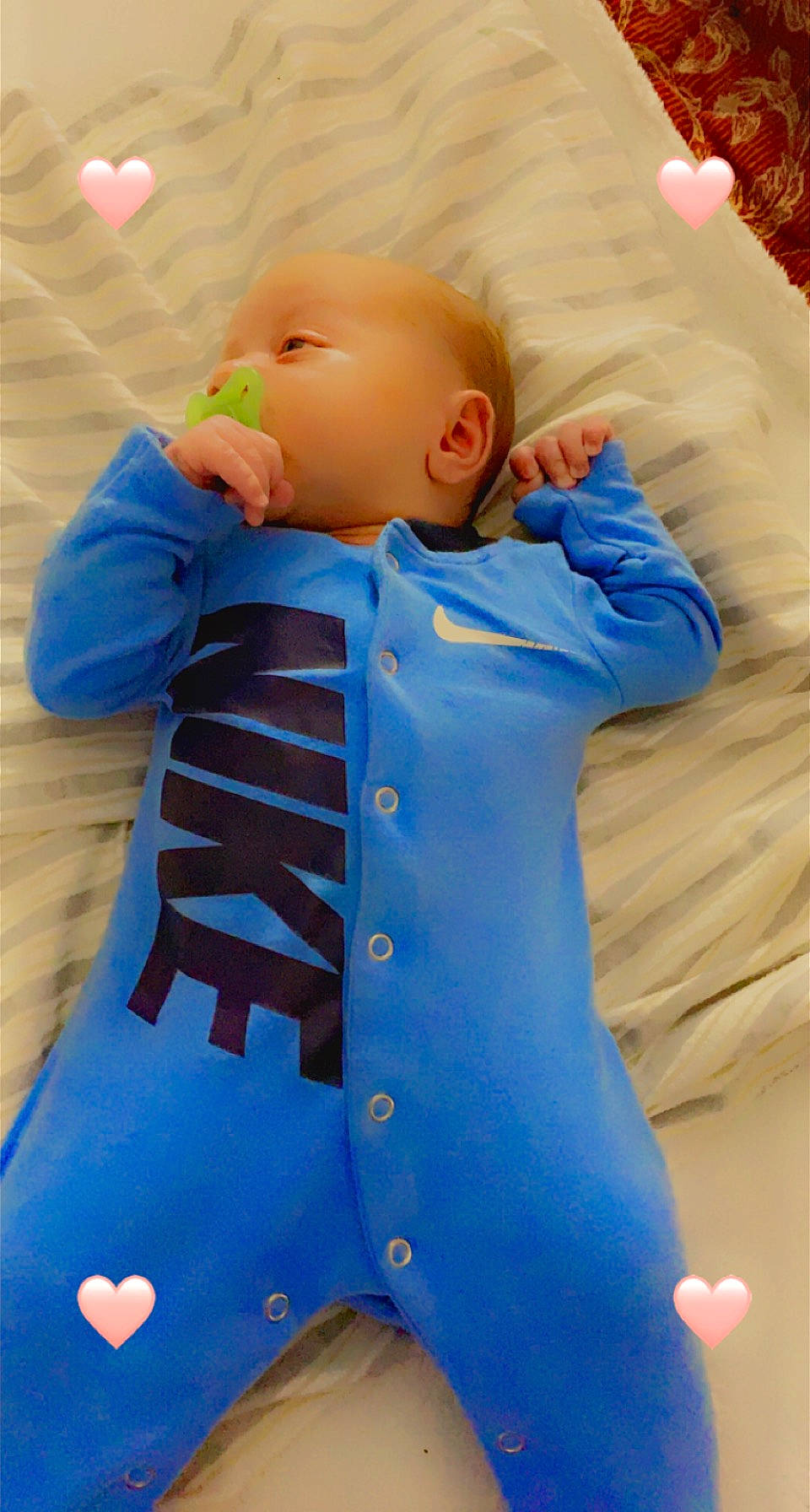 Dakari joined the competition — help win amazing prizes! arm, baby, baby_products, baby_toddler_clothing, beauty, cheek, child, collar, comfort, electric_blue, green, joint, outerwear, pattern, product, skin, sleeve, textile, toddler, white