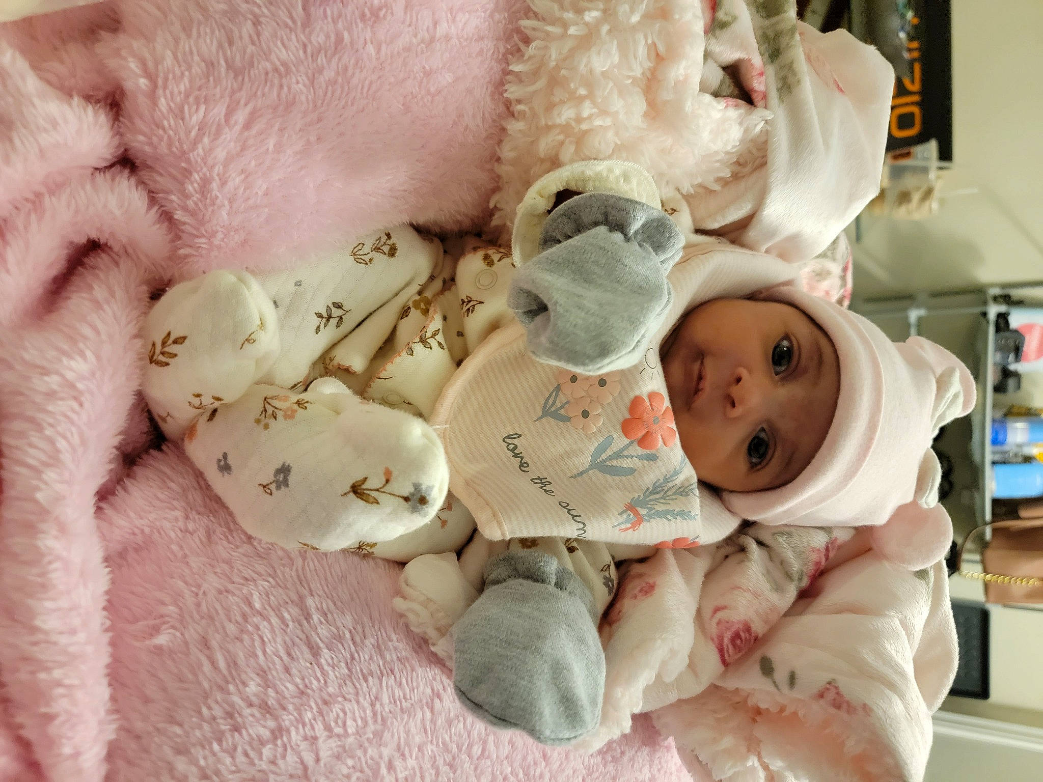 Arianna joined the competition — help win amazing prizes! baby, baby_products, baby_safety, baby_sleeping, baby_toddler_clothing, bedtime, cheek, child, comfort, fur, hat, headwear, linens, person, plush, room, skin, stuffed_toy, teddy_bear, textile