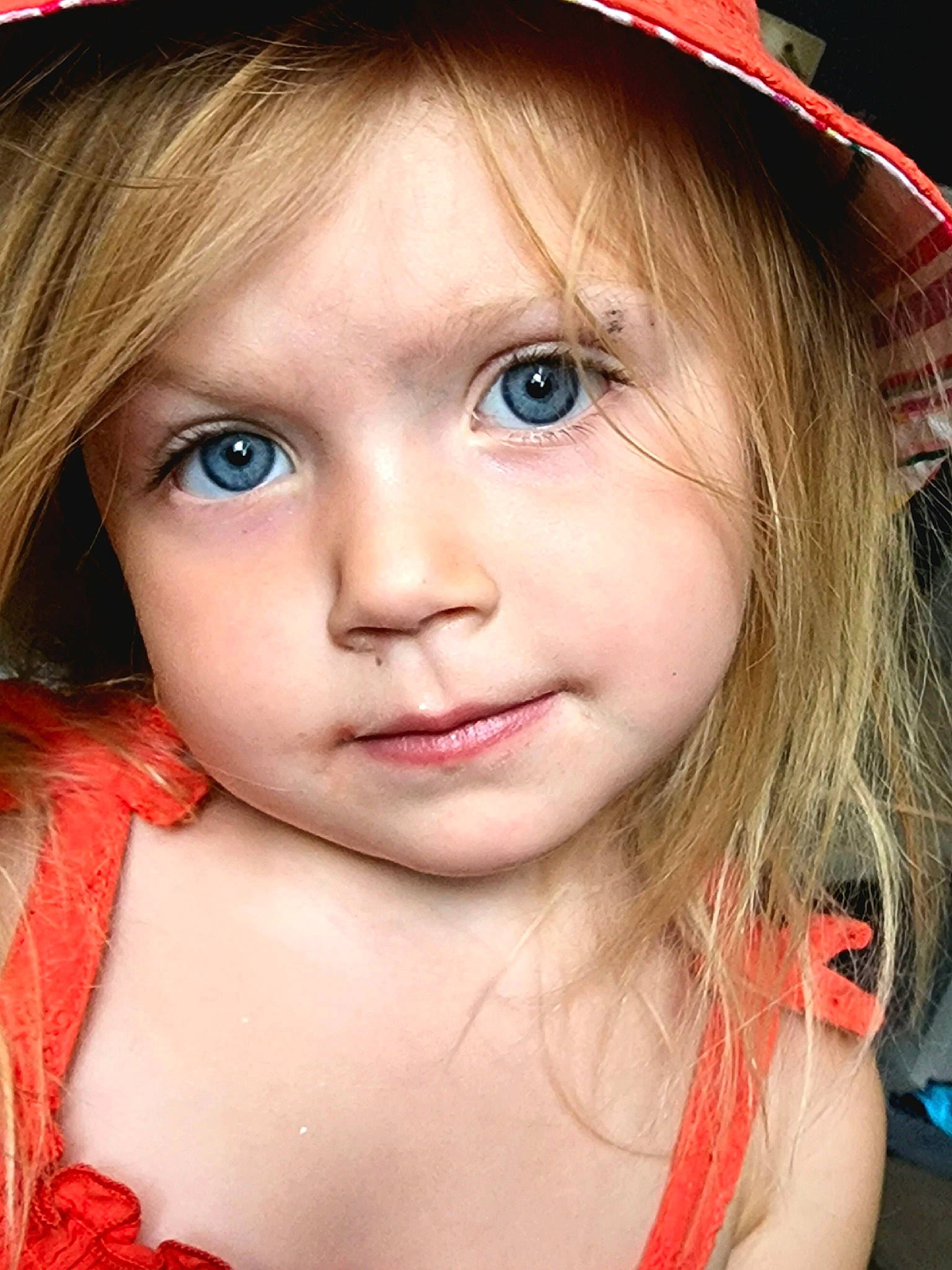 Aubrielle joined the competition — help win amazing prizes! bangs, cheek, chin, eye, eyebrow, eyelash, facial_expression, flash_photography, hairstyle, headgear, iris, jaw, layered_hair, lip, mouth, neck, nose, person, pink, skin