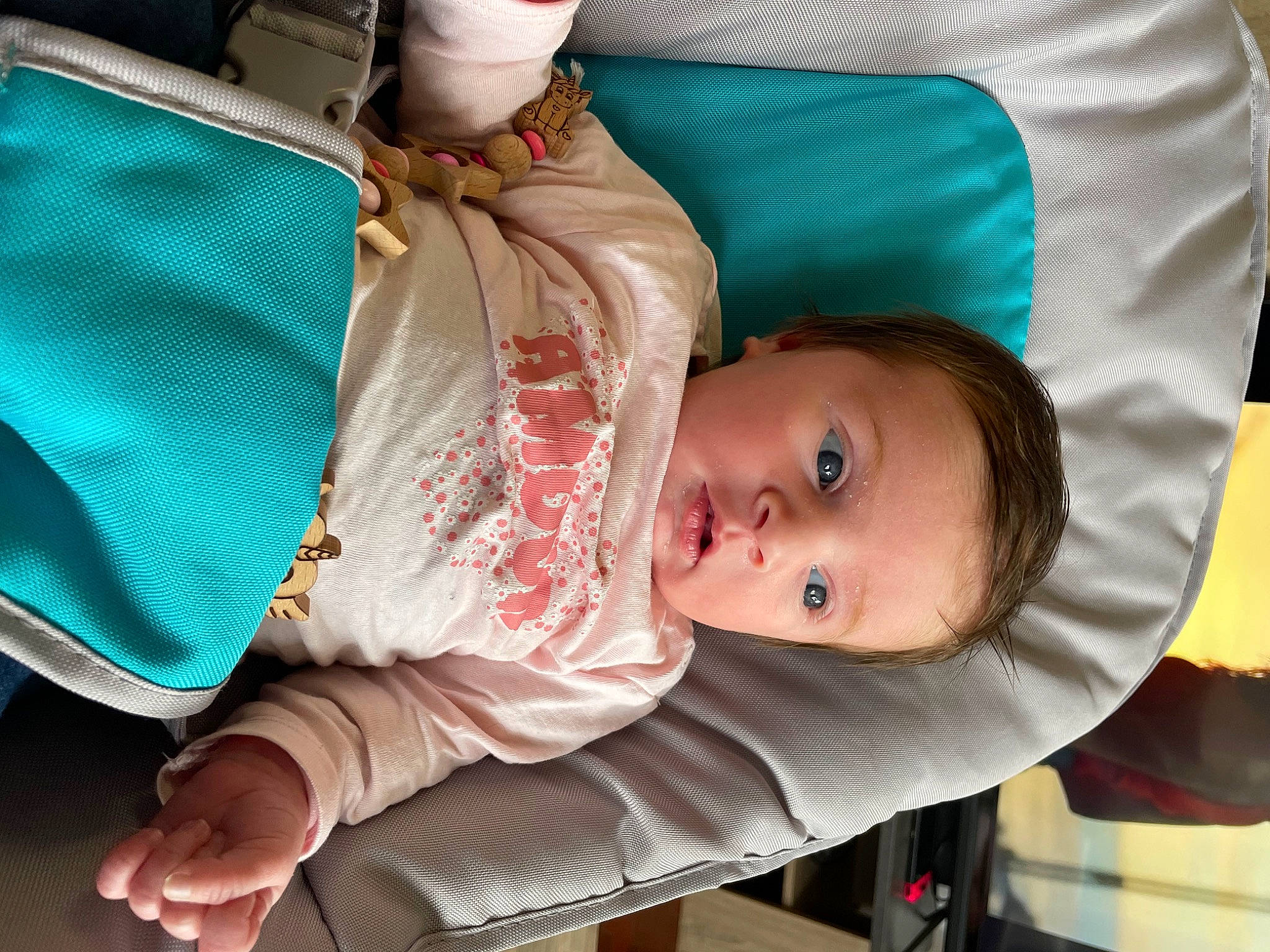 Lou a rejoint le concours — aidez-le/la à gagner de superbes lots ! baby, baby_carriage, baby_products, baby_safety, baby_toddler_clothing, cheek, child, comfort, green, human, mouth, organ, person, room, sitting, skin, sleeve, textile, toddler, tree