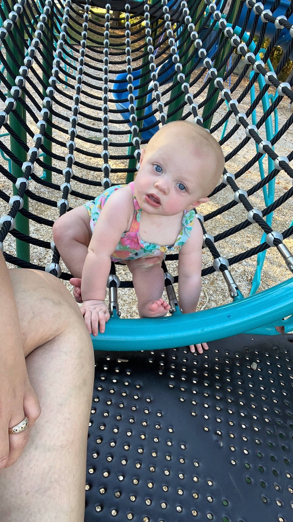 Maisley joined the competition — help win amazing prizes! baby, baby_products, baby_safety, baby_toddler_clothing, barefoot, chest, foot, fun, grass, happy, human_body, human_leg, leisure, pattern, person, recreation, sitting, skin, swimwear, thigh